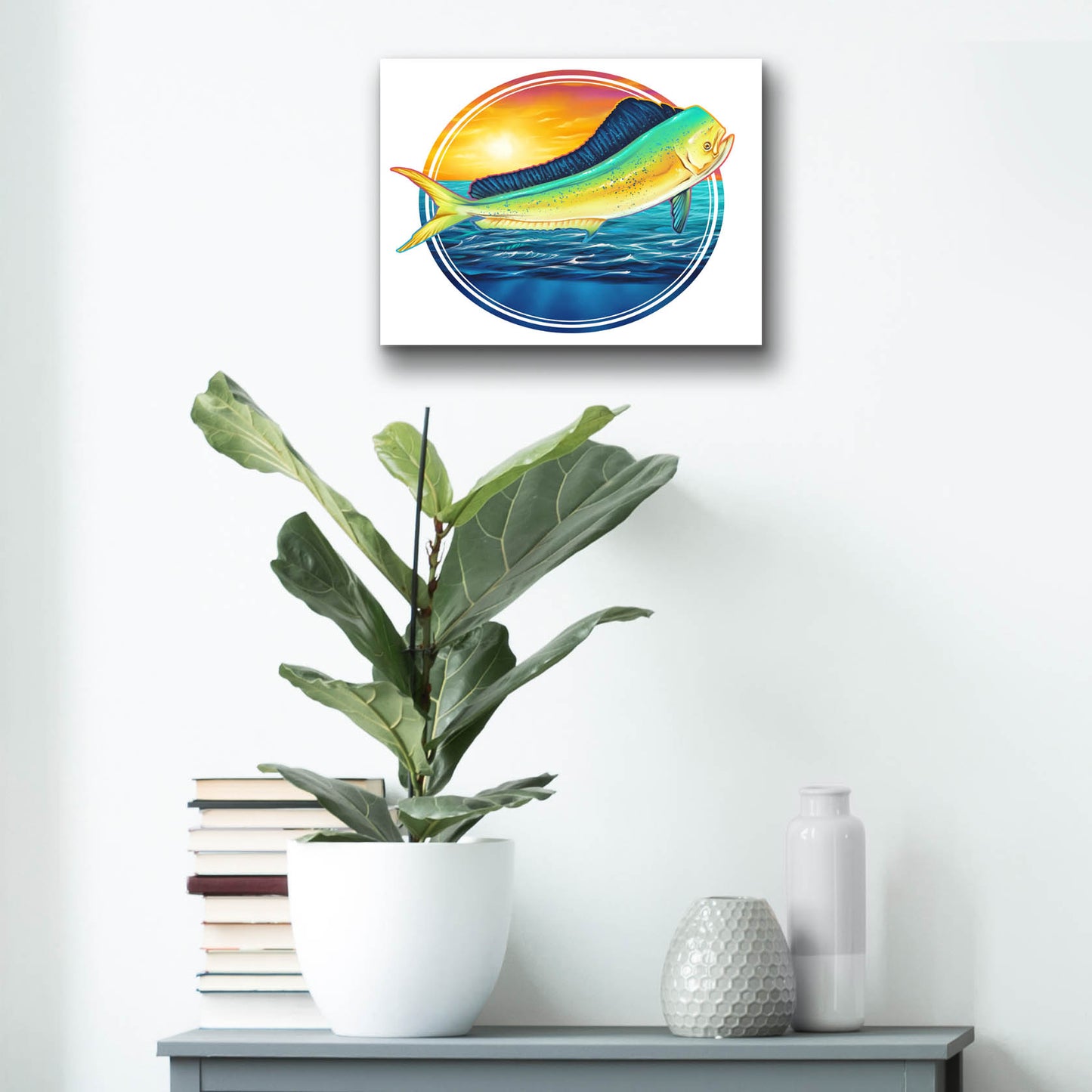 Epic Art 'Dolphin Fish Illustration' by Flyland Designs, Acrylic Glass Wall Art,16x12