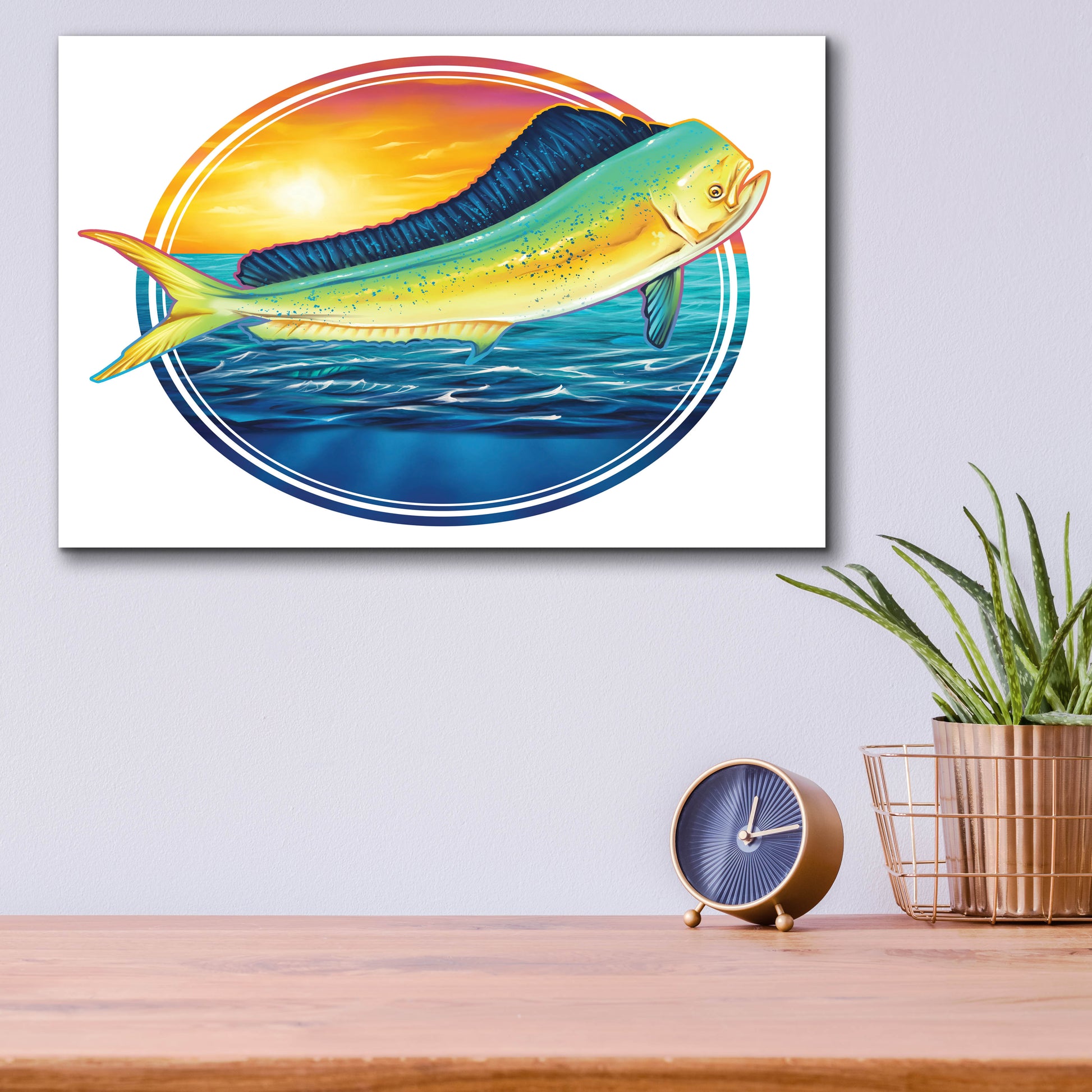 Epic Art 'Dolphin Fish Illustration' by Flyland Designs, Acrylic Glass Wall Art,16x12