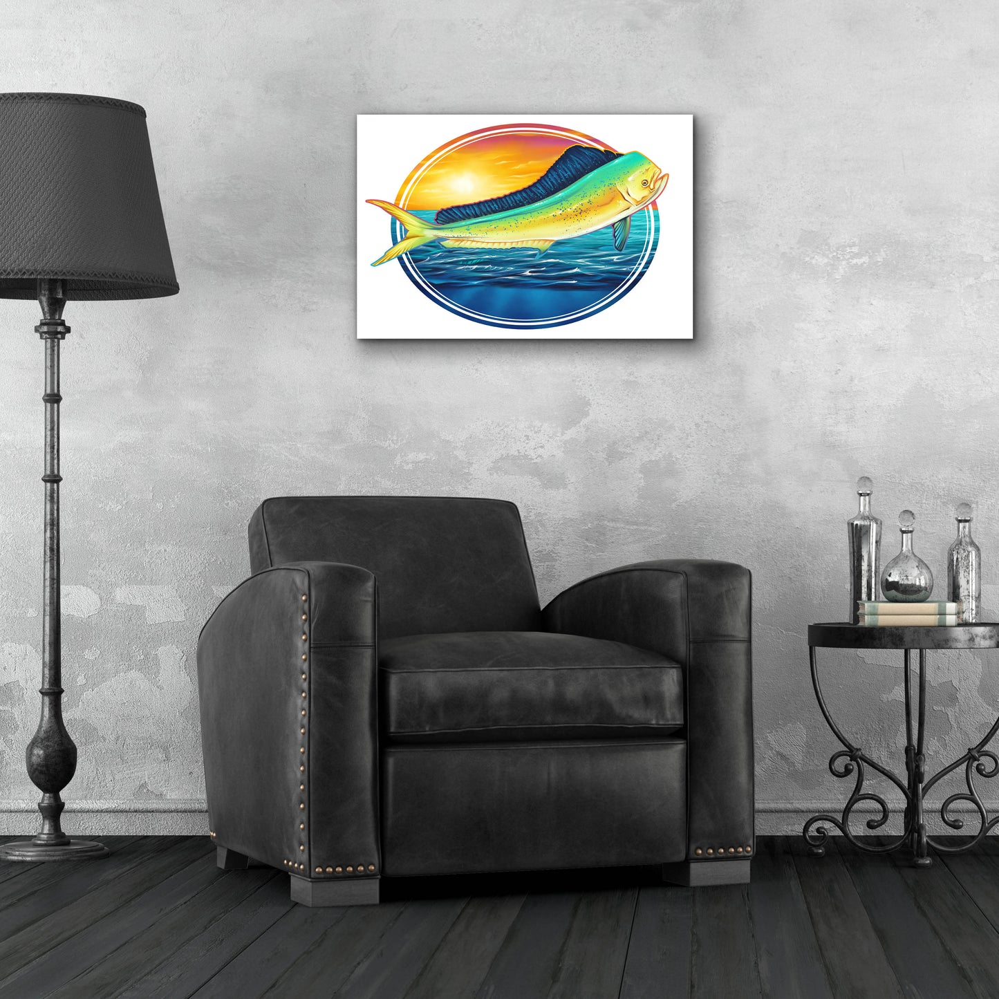 Epic Art 'Dolphin Fish Illustration' by Flyland Designs, Acrylic Glass Wall Art,24x16