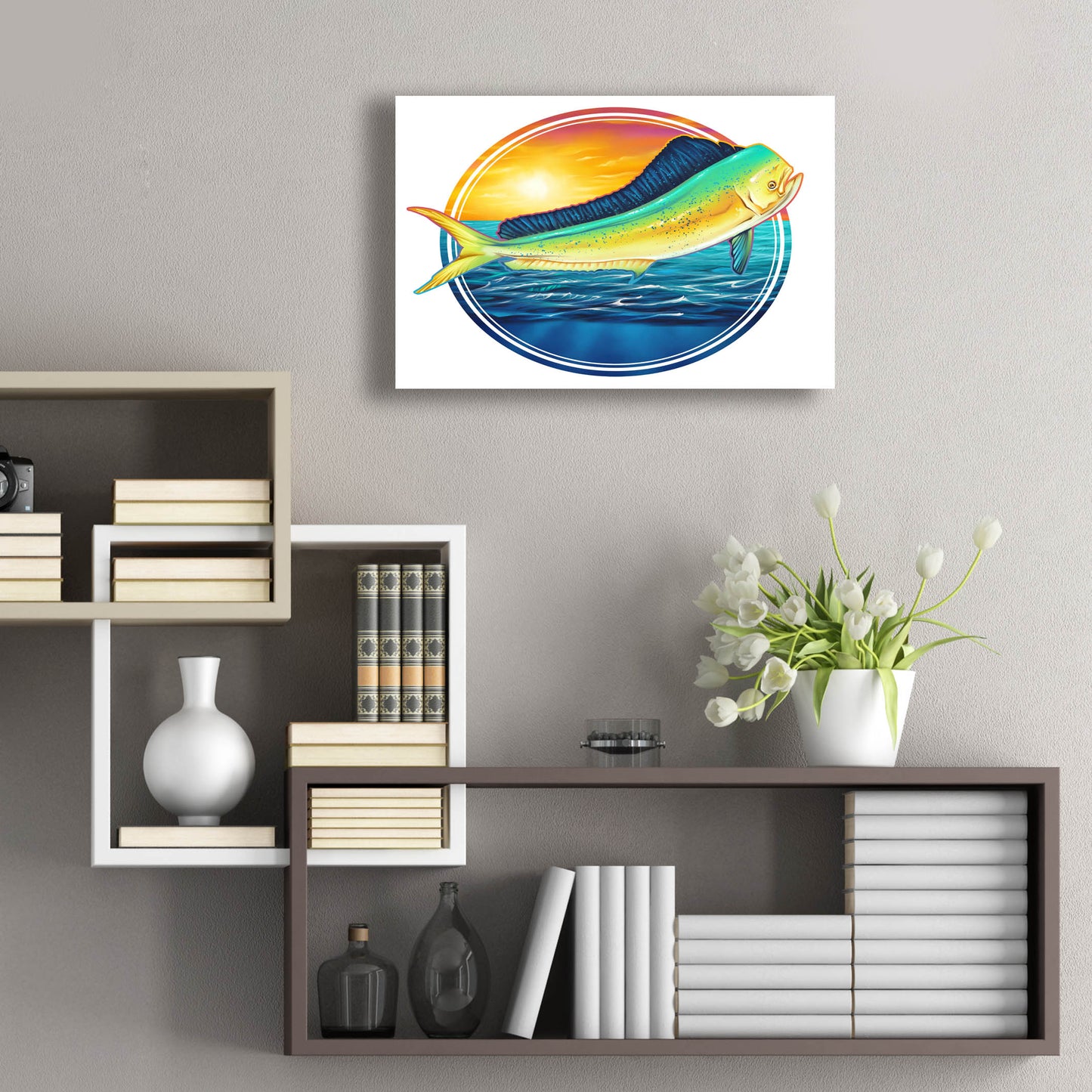 Epic Art 'Dolphin Fish Illustration' by Flyland Designs, Acrylic Glass Wall Art,24x16