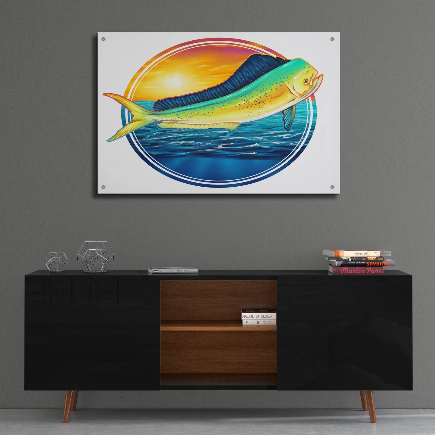 Epic Art 'Dolphin Fish Illustration' by Flyland Designs, Acrylic Glass Wall Art,36x24