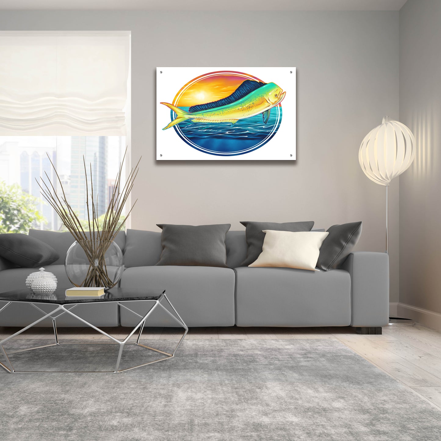 Epic Art 'Dolphin Fish Illustration' by Flyland Designs, Acrylic Glass Wall Art,36x24