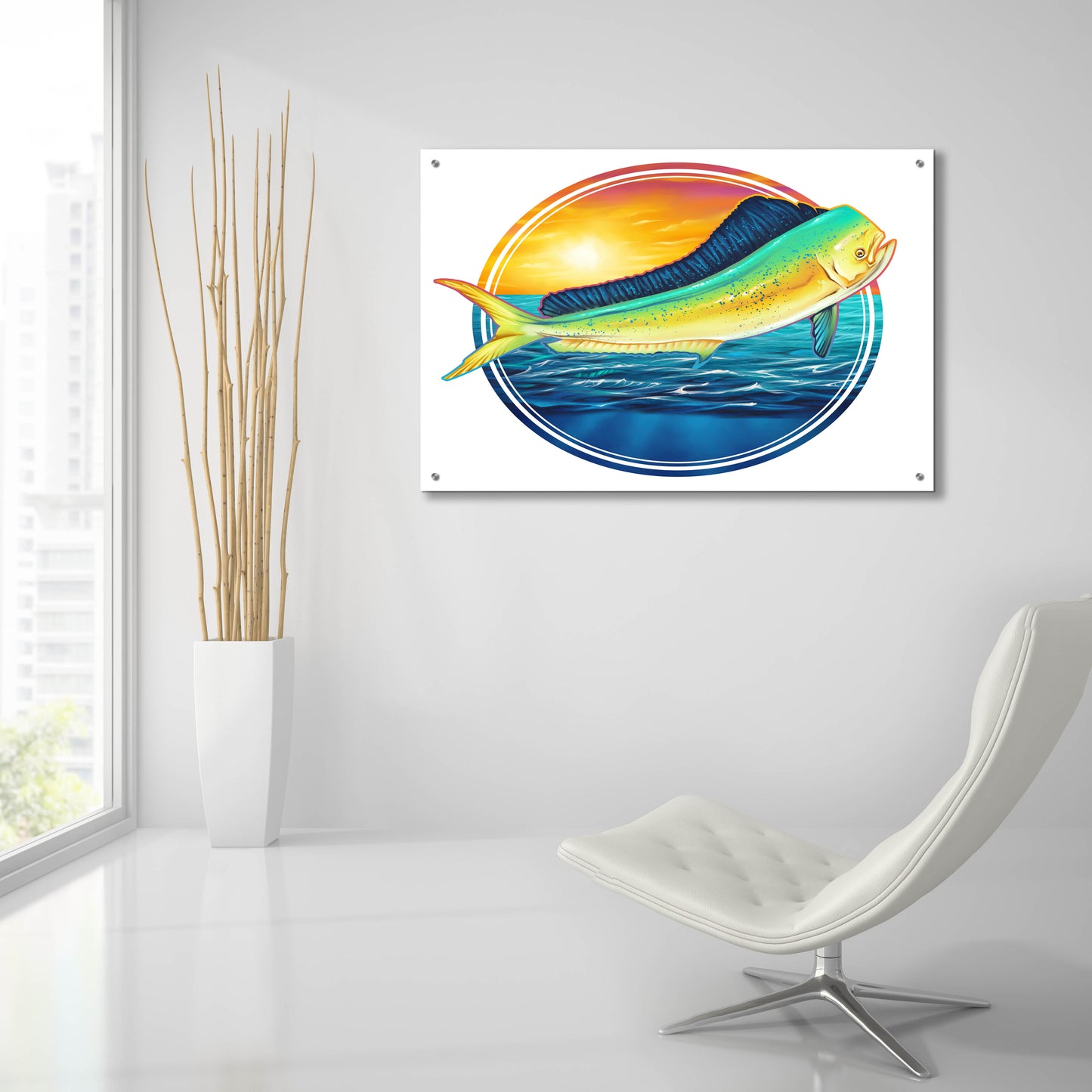 Epic Art 'Dolphin Fish Illustration' by Flyland Designs, Acrylic Glass Wall Art,36x24