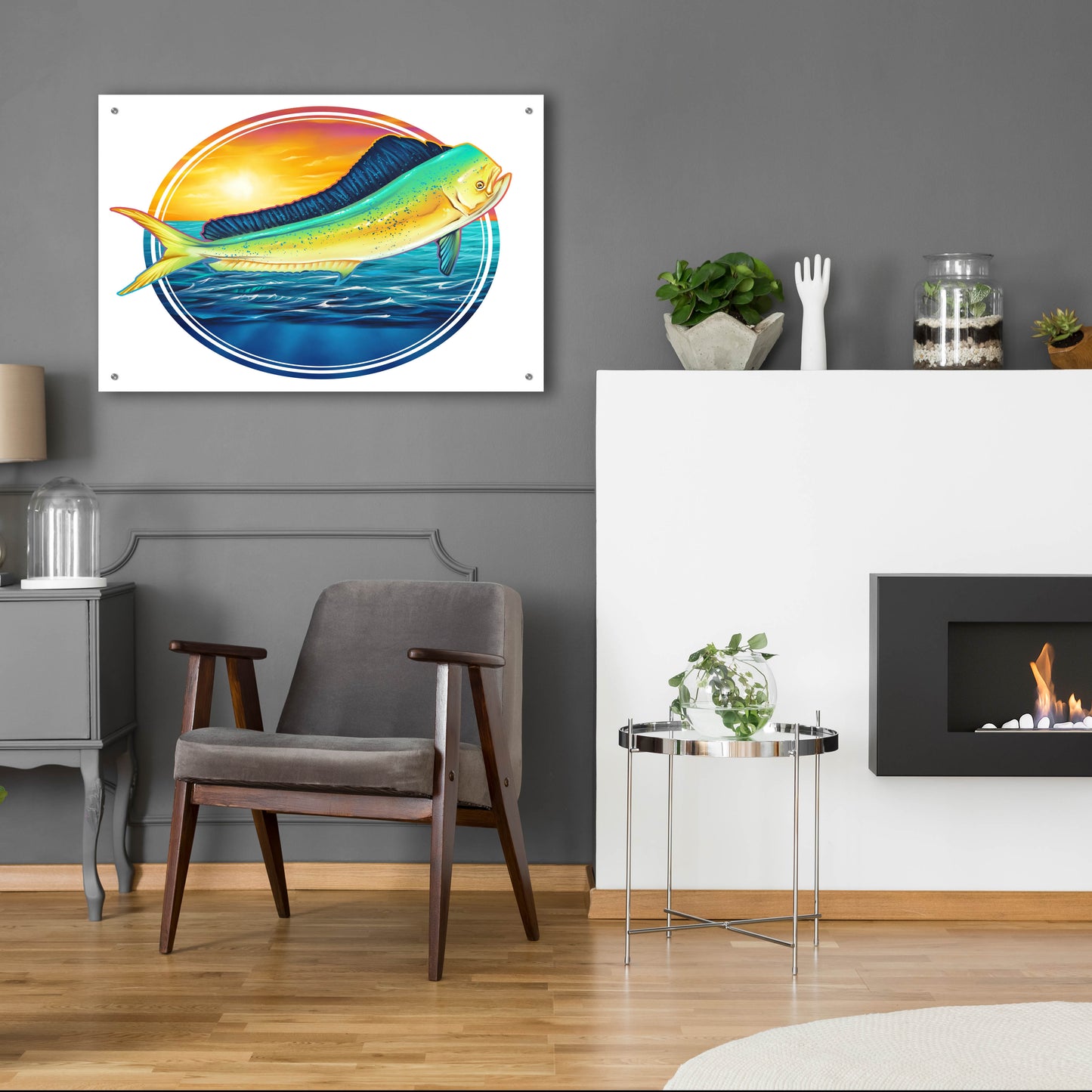 Epic Art 'Dolphin Fish Illustration' by Flyland Designs, Acrylic Glass Wall Art,36x24