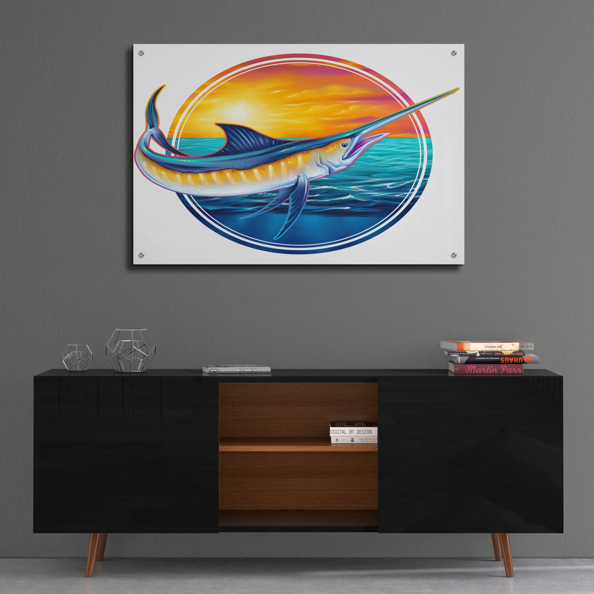 Epic Art 'Marlin Illustration' by Flyland Designs, Acrylic Glass Wall Art,36x24