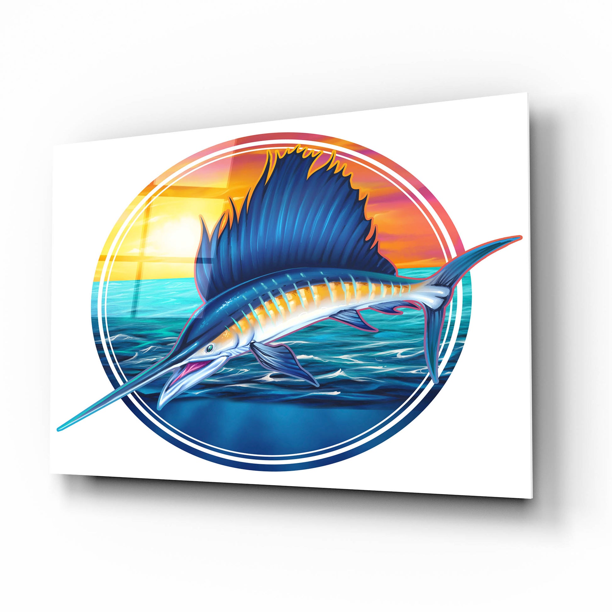 Epic Art 'Sailfish Illustration' by Flyland Designs, Acrylic Glass Wall Art,16x12