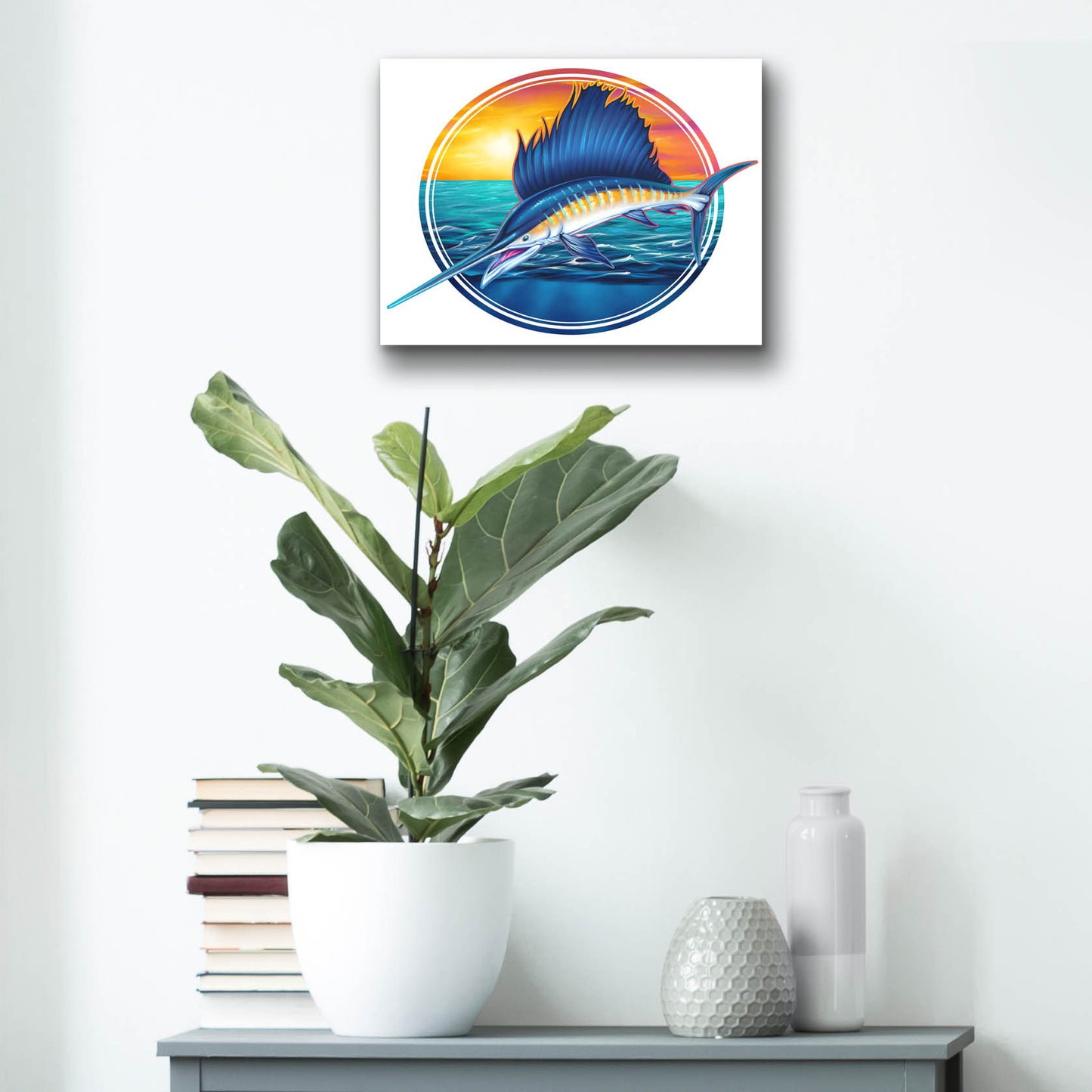 Epic Art 'Sailfish Illustration' by Flyland Designs, Acrylic Glass Wall Art,16x12