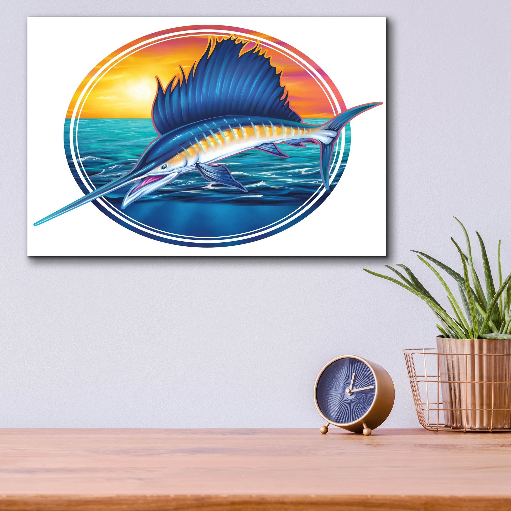 Epic Art 'Sailfish Illustration' by Flyland Designs, Acrylic Glass Wall Art,16x12