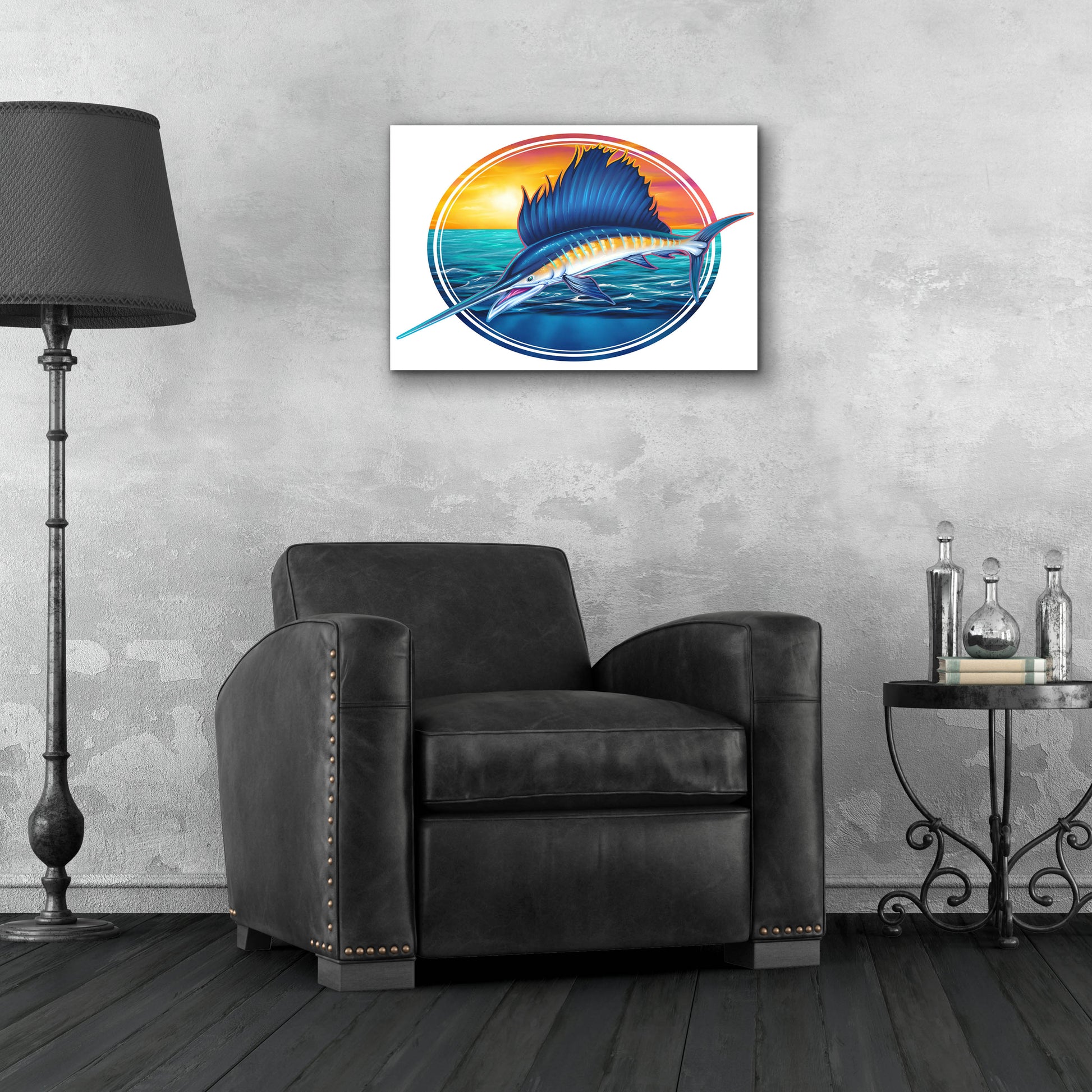 Epic Art 'Sailfish Illustration' by Flyland Designs, Acrylic Glass Wall Art,24x16