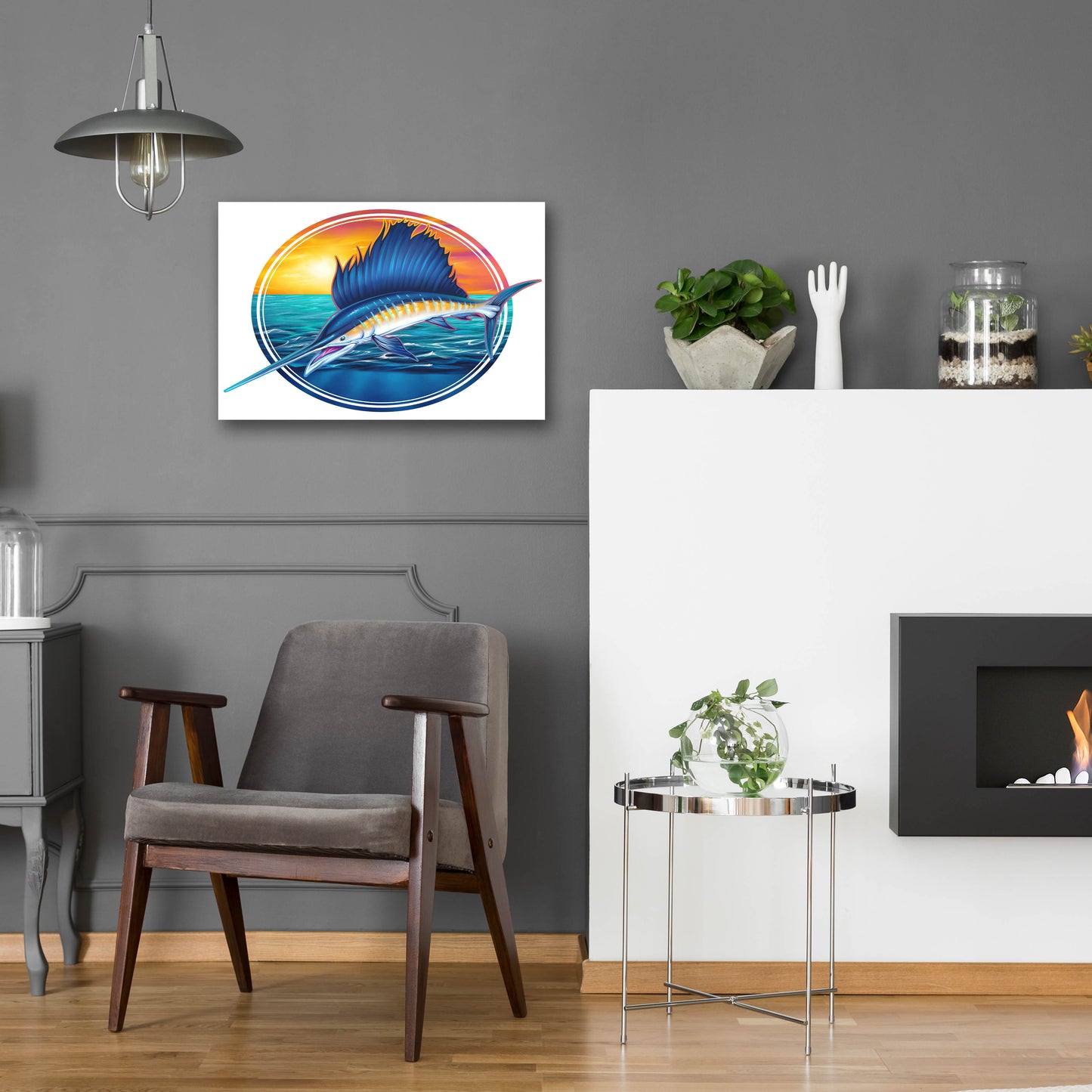 Epic Art 'Sailfish Illustration' by Flyland Designs, Acrylic Glass Wall Art,24x16