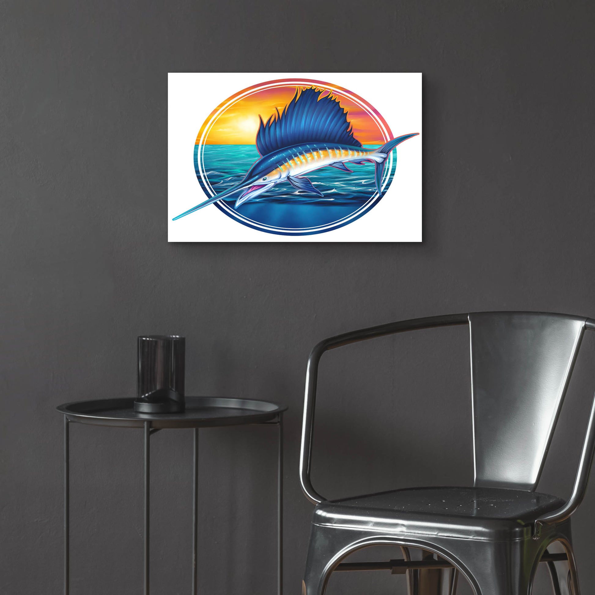 Epic Art 'Sailfish Illustration' by Flyland Designs, Acrylic Glass Wall Art,24x16