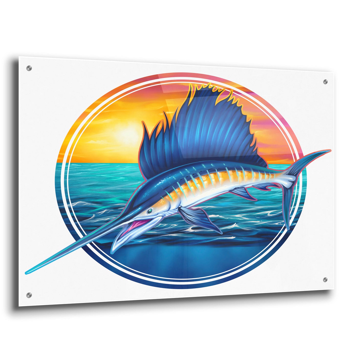 Epic Art 'Sailfish Illustration' by Flyland Designs, Acrylic Glass Wall Art,36x24