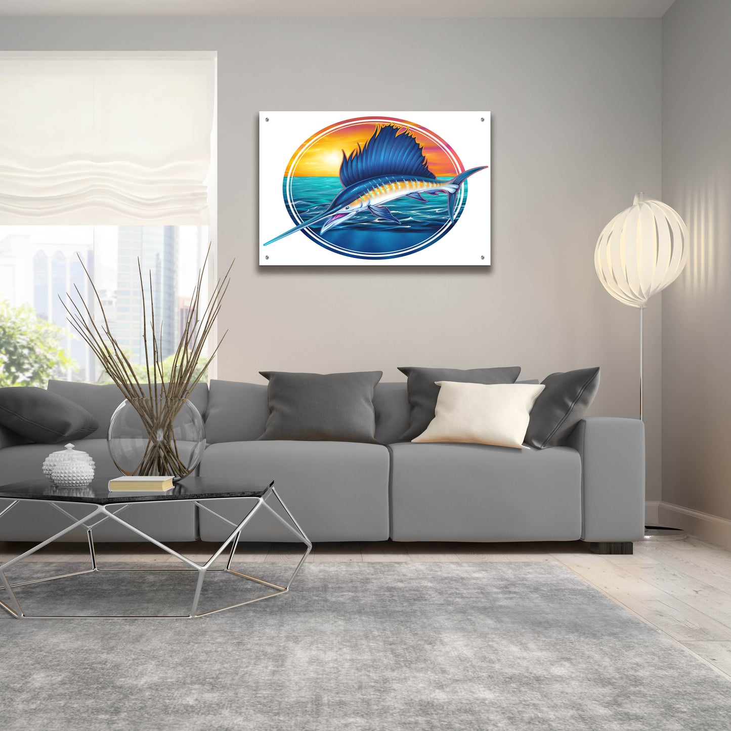 Epic Art 'Sailfish Illustration' by Flyland Designs, Acrylic Glass Wall Art,36x24