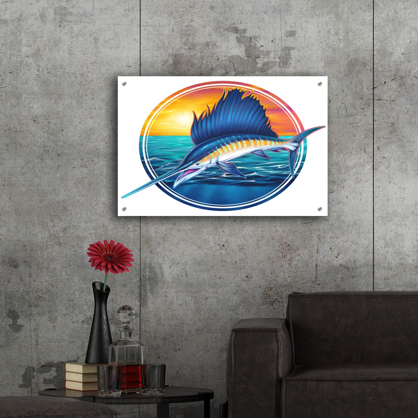 Epic Art 'Sailfish Illustration' by Flyland Designs, Acrylic Glass Wall Art,36x24