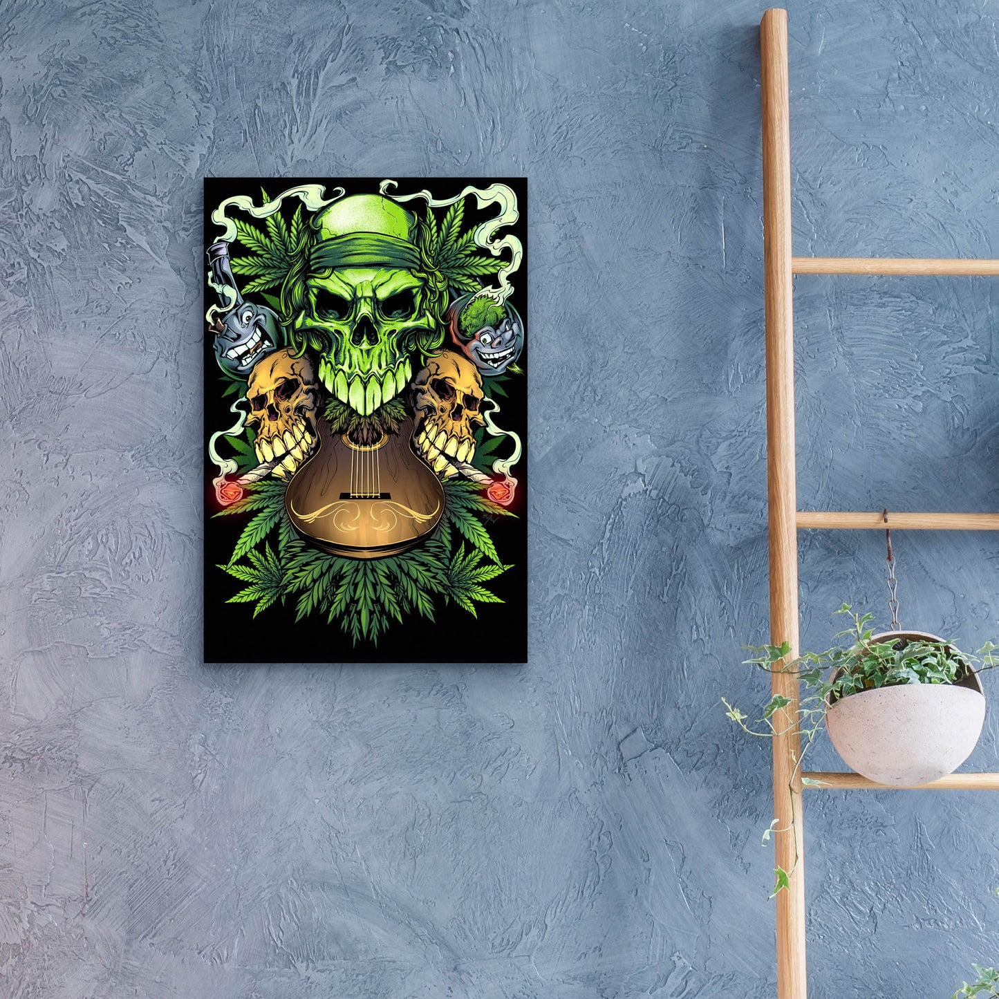 Epic Art 'Marijuana Skulls Full Color' by Flyland Designs, Acrylic Glass Wall Art,16x24