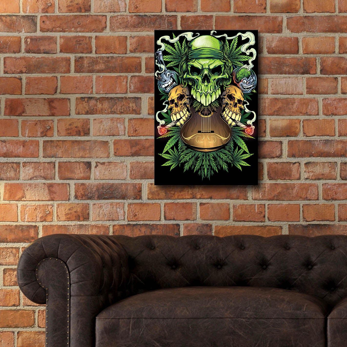 Epic Art 'Marijuana Skulls Full Color' by Flyland Designs, Acrylic Glass Wall Art,16x24