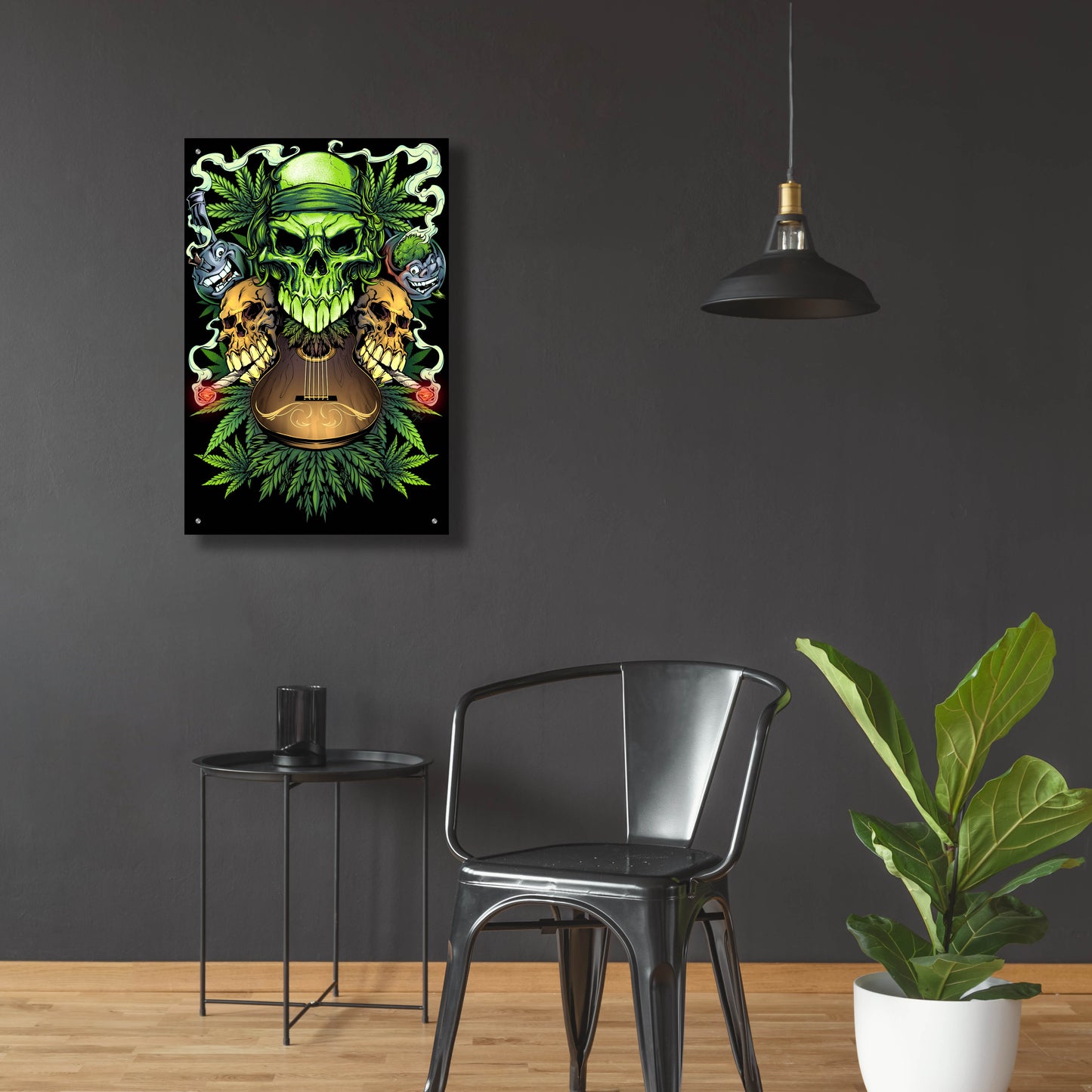 Epic Art 'Marijuana Skulls Full Color' by Flyland Designs, Acrylic Glass Wall Art,24x36