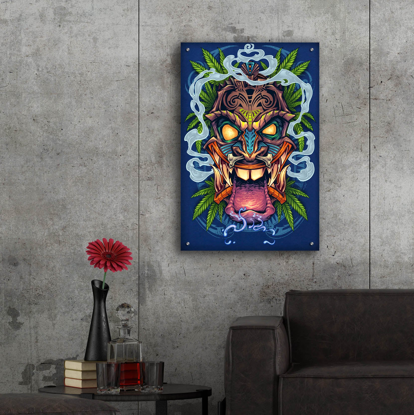 Epic Art 'Tiki Head' by Flyland Designs, Acrylic Glass Wall Art,24x36