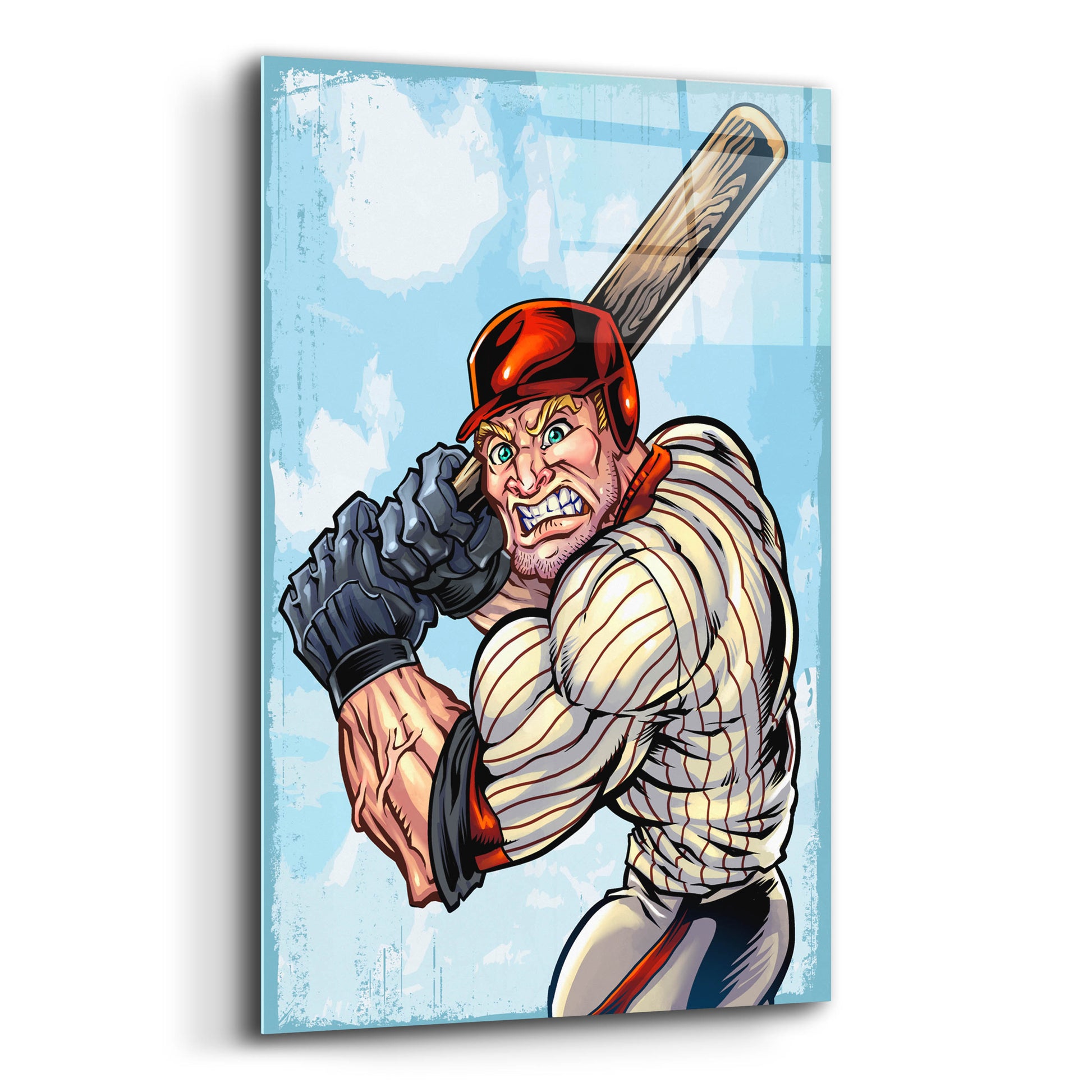 Epic Art 'Cartoon Baseball Player Mascot' by Flyland Designs, Acrylic Glass Wall Art,12x16