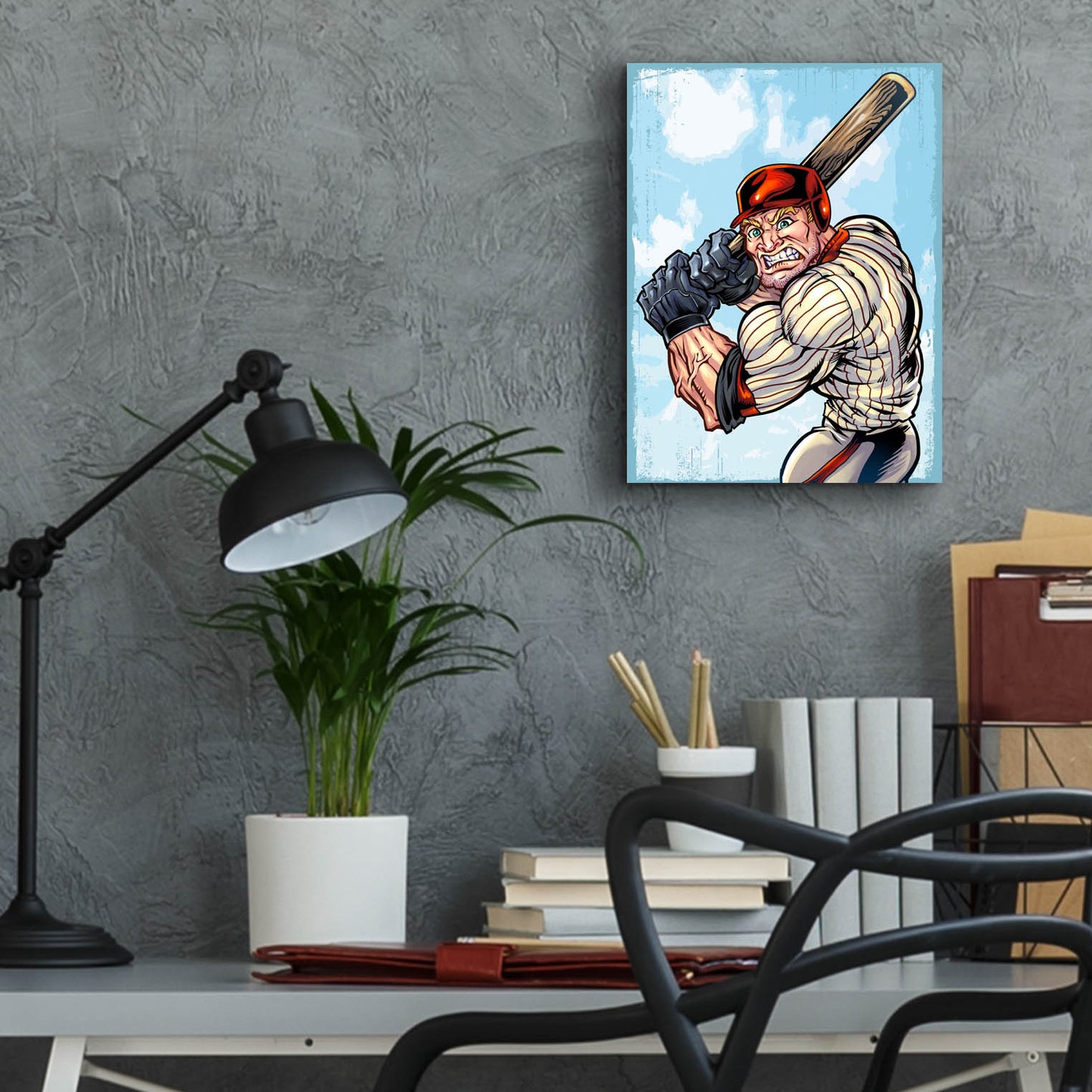 Epic Art 'Cartoon Baseball Player Mascot' by Flyland Designs, Acrylic Glass Wall Art,12x16