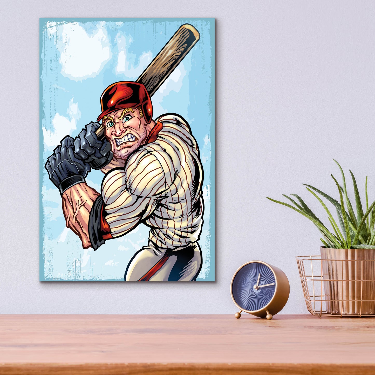 Epic Art 'Cartoon Baseball Player Mascot' by Flyland Designs, Acrylic Glass Wall Art,12x16