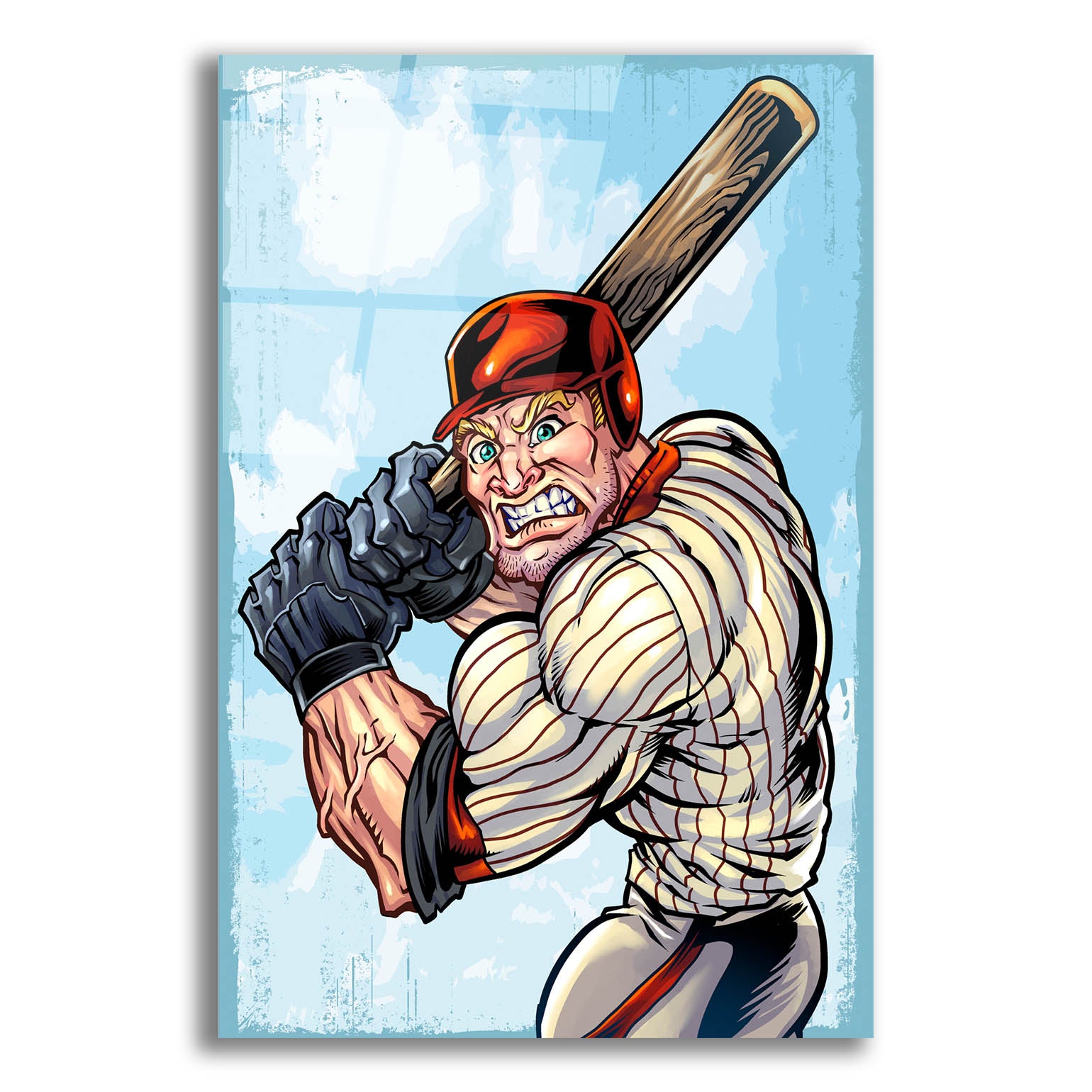 Epic Art 'Cartoon Baseball Player Mascot' by Flyland Designs, Acrylic Glass Wall Art,12x16