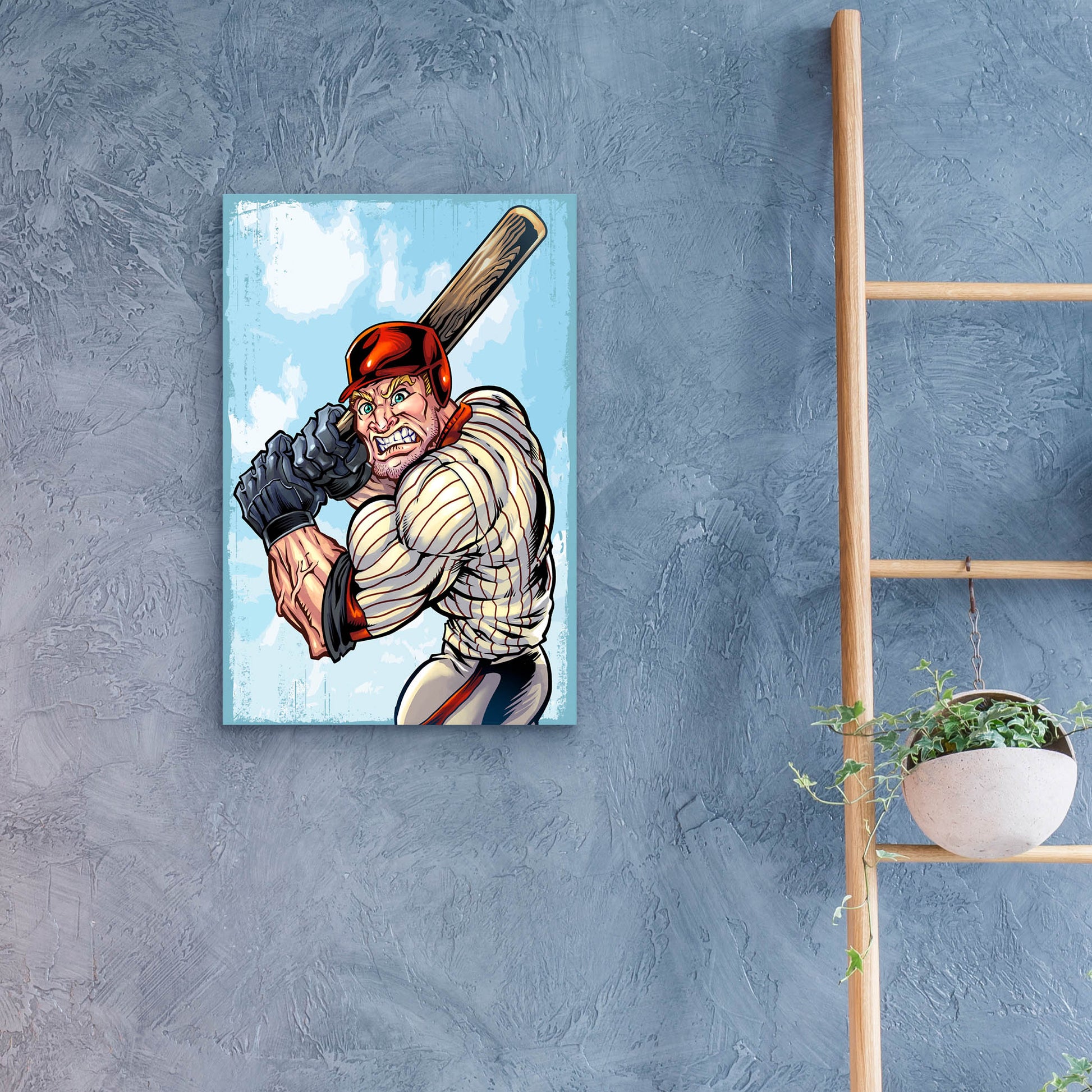 Epic Art 'Cartoon Baseball Player Mascot' by Flyland Designs, Acrylic Glass Wall Art,16x24