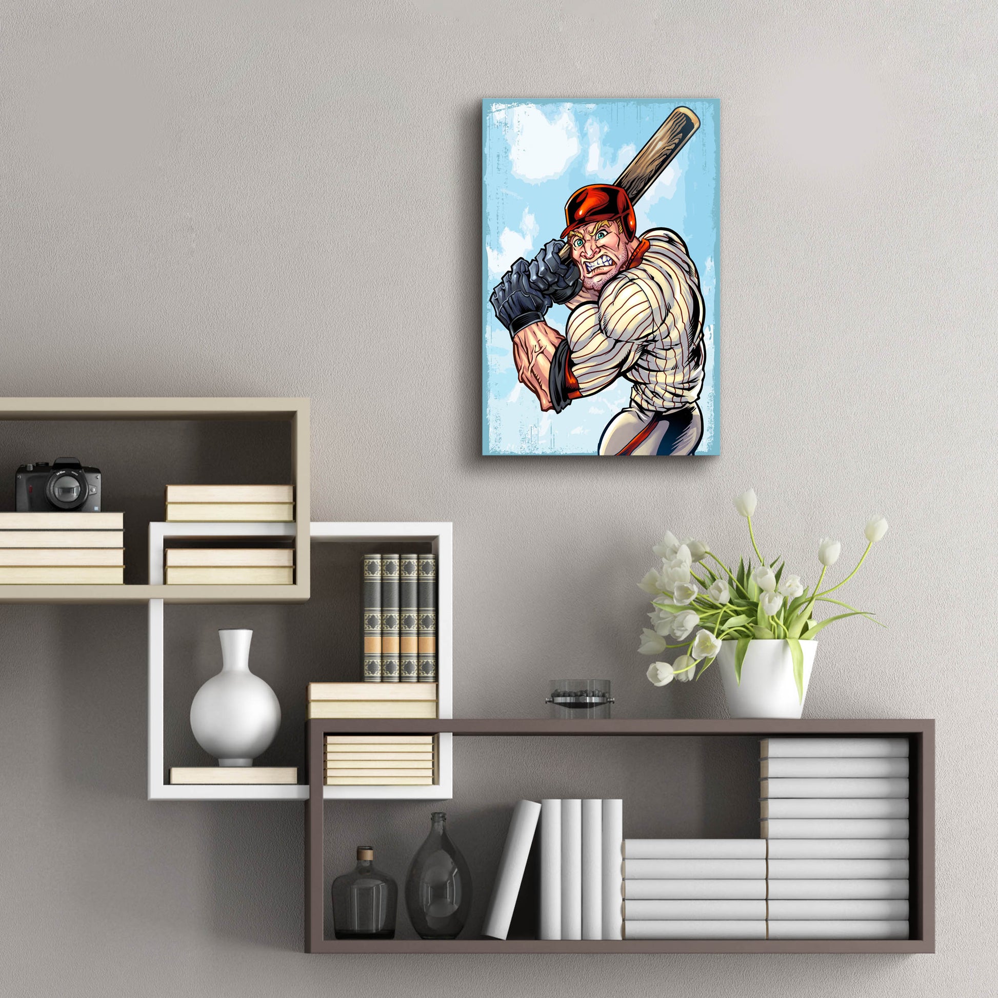 Epic Art 'Cartoon Baseball Player Mascot' by Flyland Designs, Acrylic Glass Wall Art,16x24