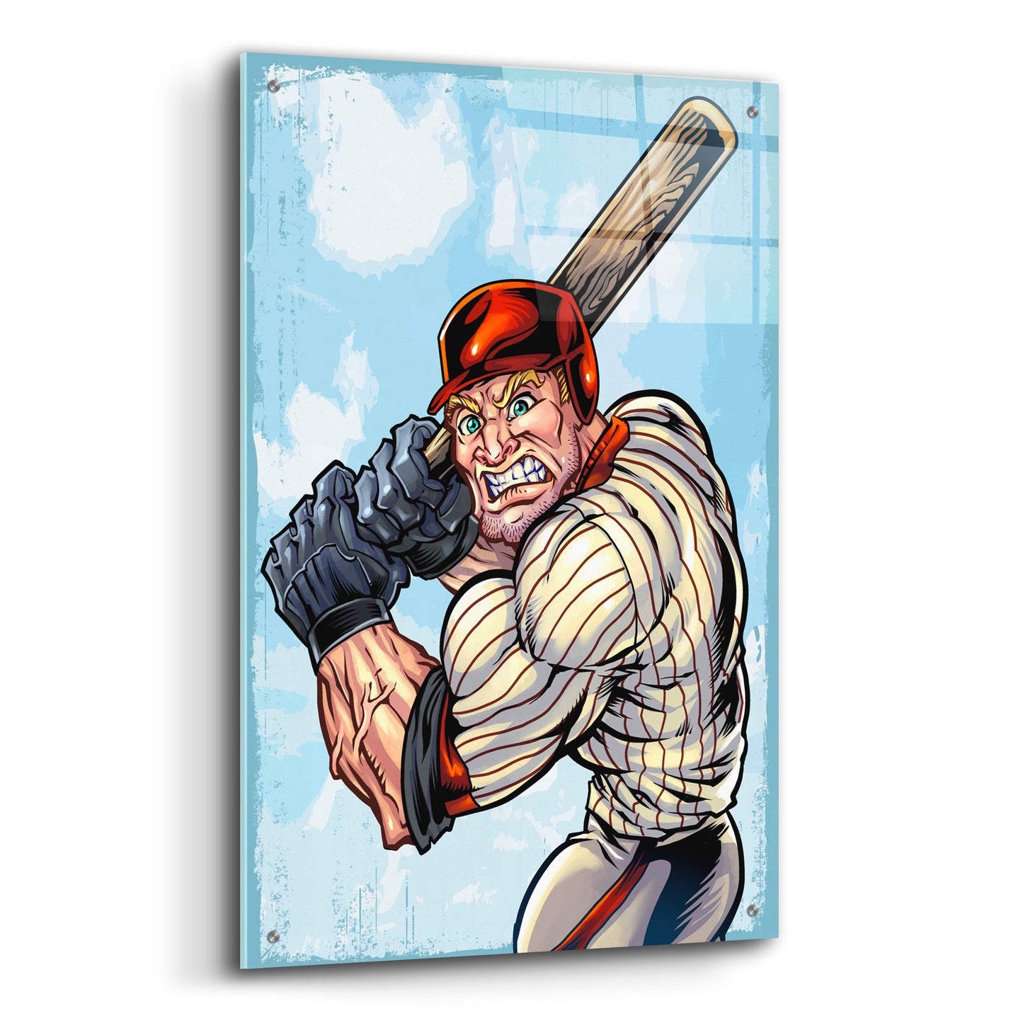 Epic Art 'Cartoon Baseball Player Mascot' by Flyland Designs, Acrylic Glass Wall Art,24x36