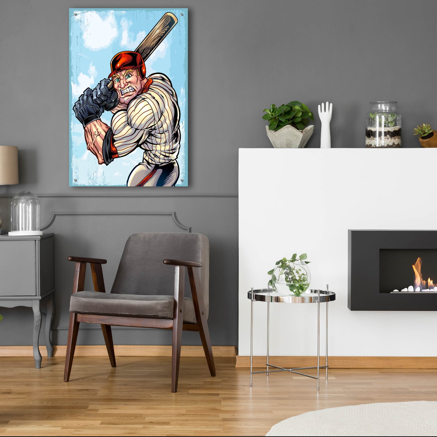 Epic Art 'Cartoon Baseball Player Mascot' by Flyland Designs, Acrylic Glass Wall Art,24x36