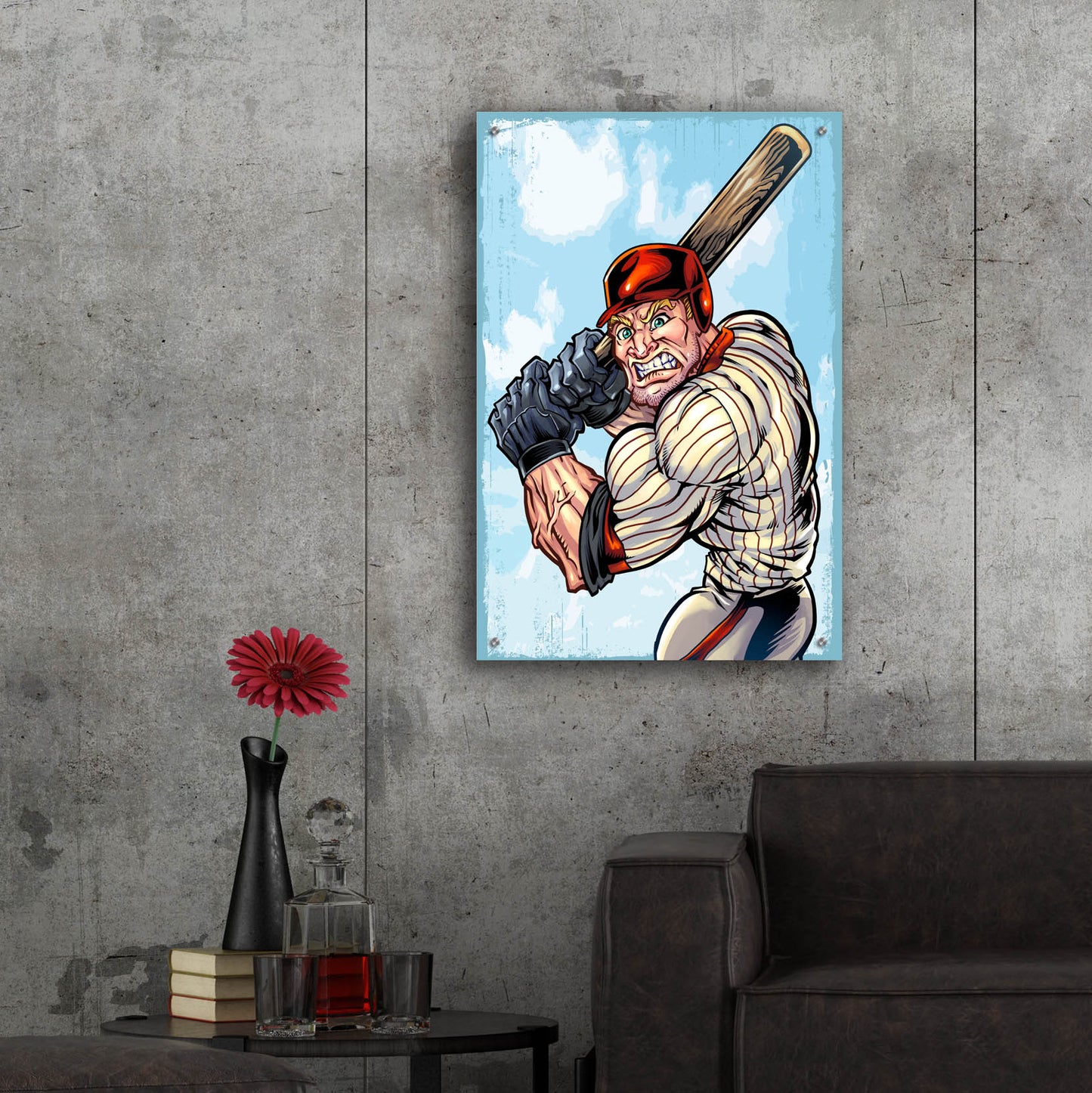 Epic Art 'Cartoon Baseball Player Mascot' by Flyland Designs, Acrylic Glass Wall Art,24x36