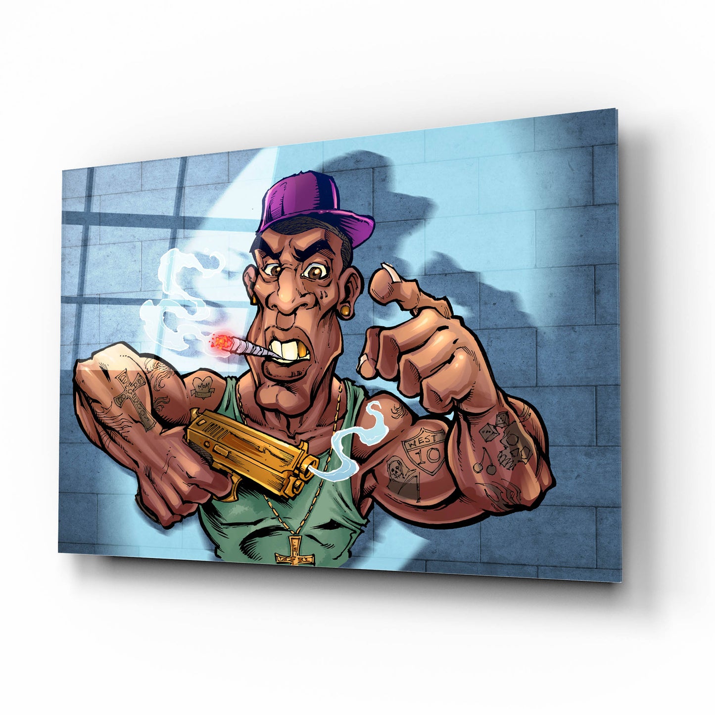 Epic Art 'Crook Character Gang Banger' by Flyland Designs, Acrylic Glass Wall Art,16x12