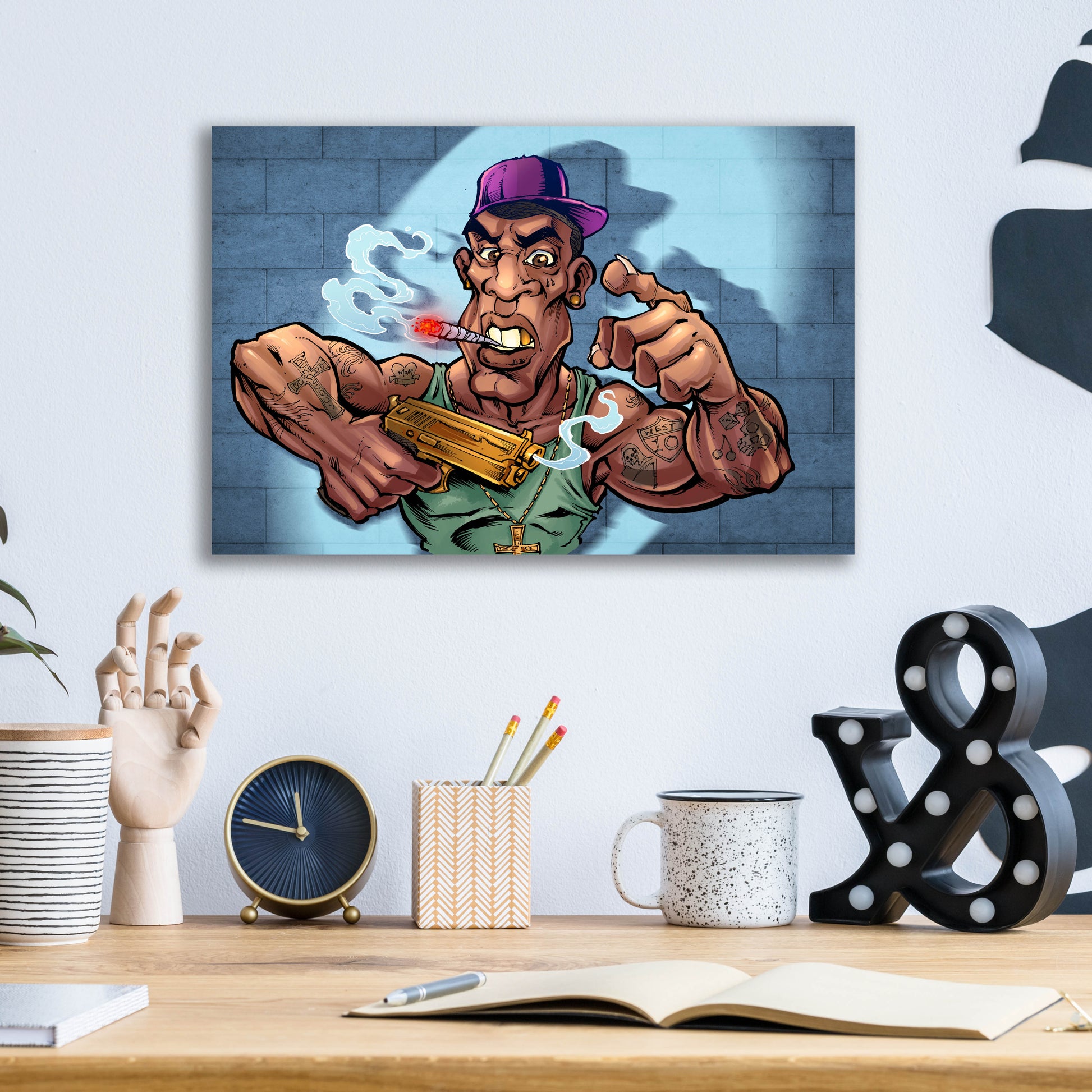 Epic Art 'Crook Character Gang Banger' by Flyland Designs, Acrylic Glass Wall Art,16x12