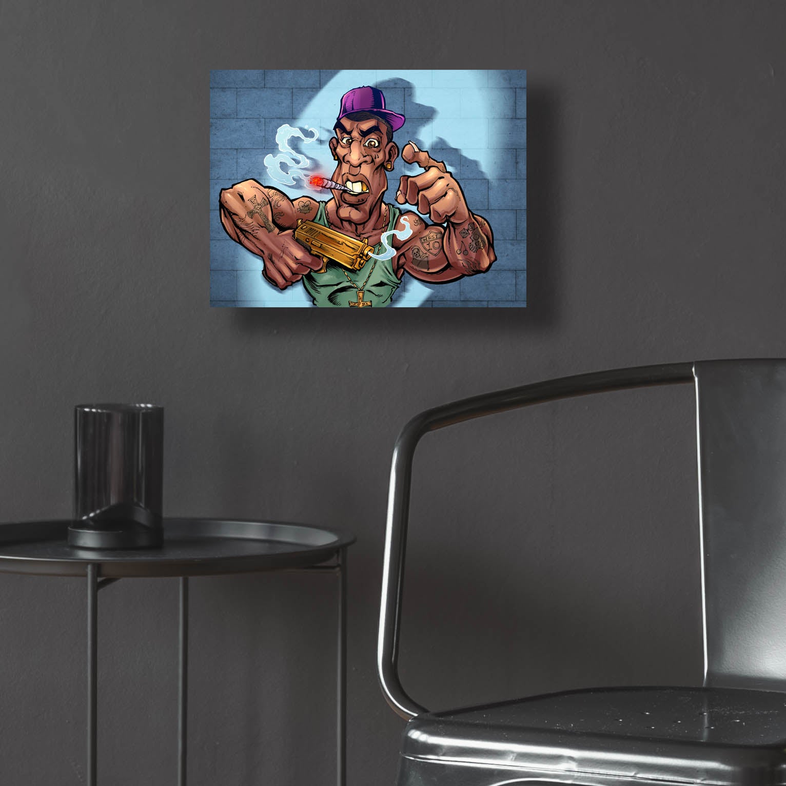 Epic Art 'Crook Character Gang Banger' by Flyland Designs, Acrylic Glass Wall Art,16x12