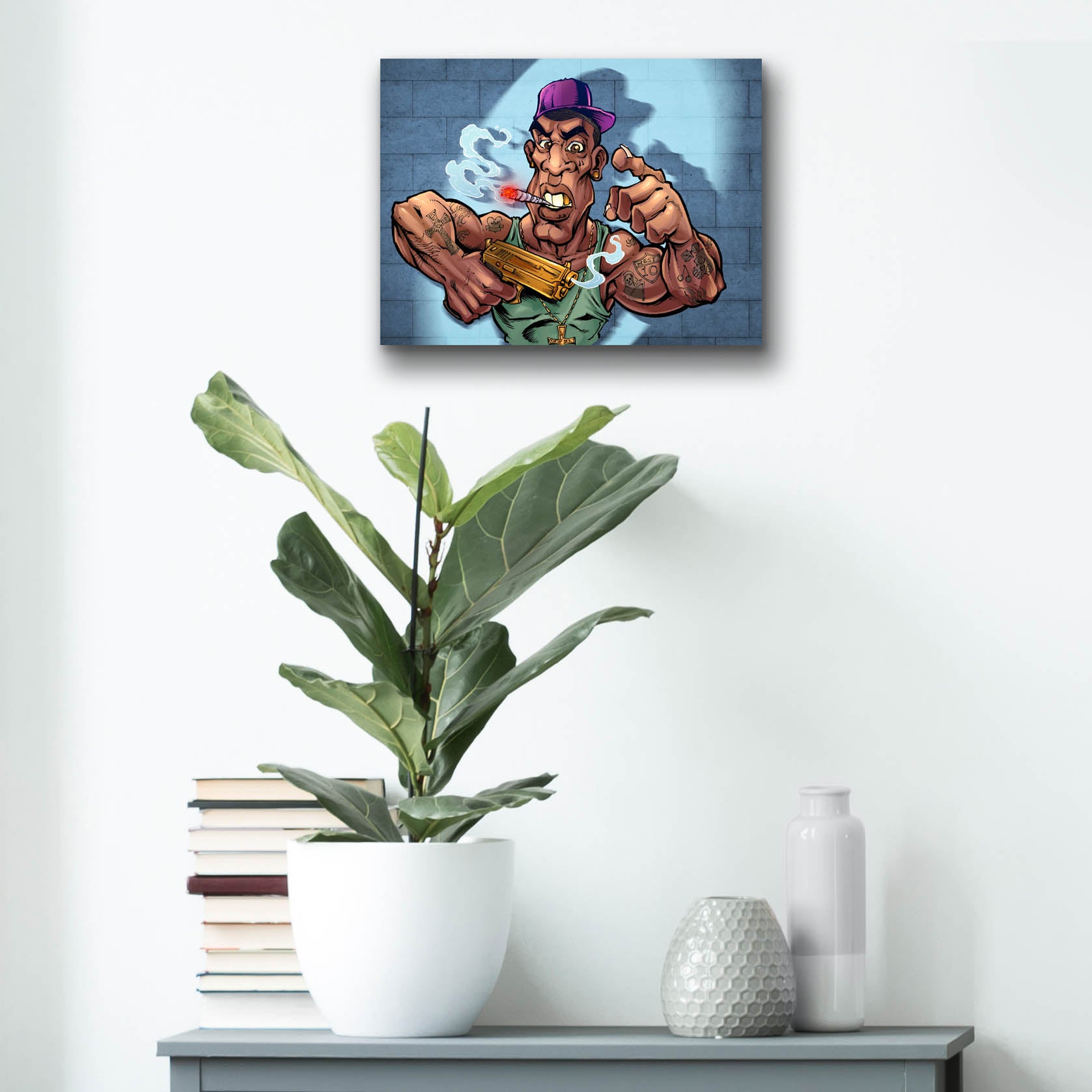 Epic Art 'Crook Character Gang Banger' by Flyland Designs, Acrylic Glass Wall Art,16x12