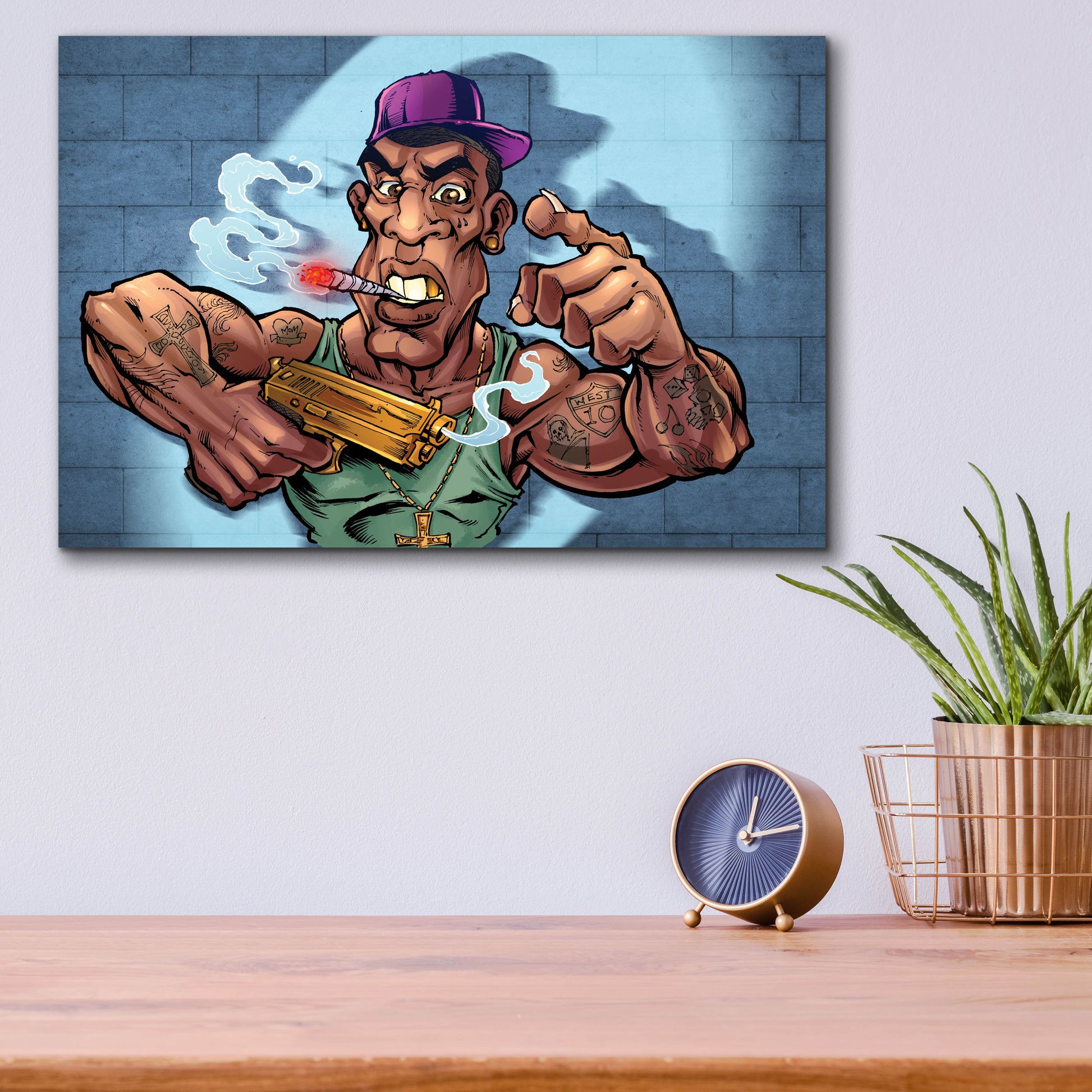 Epic Art 'Crook Character Gang Banger' by Flyland Designs, Acrylic Glass Wall Art,16x12