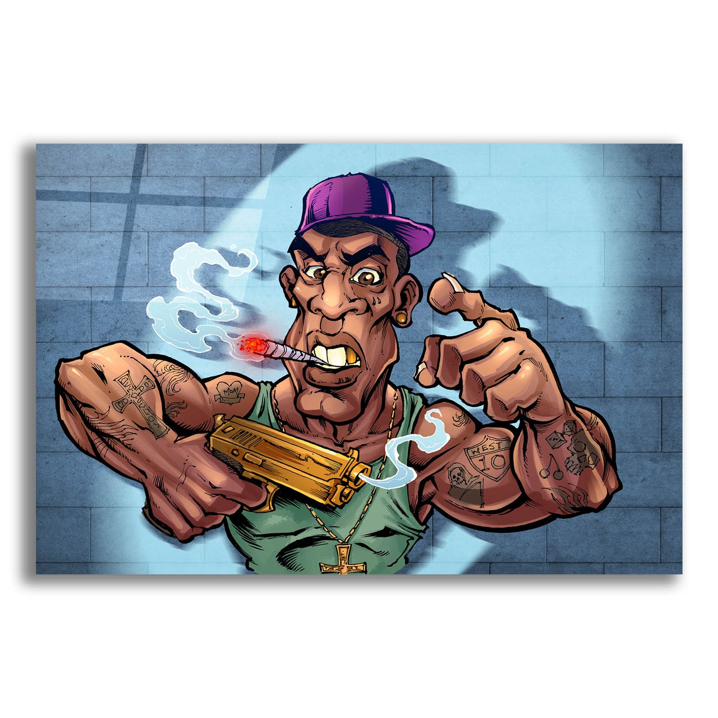 Epic Art 'Crook Character Gang Banger' by Flyland Designs, Acrylic Glass Wall Art,16x12