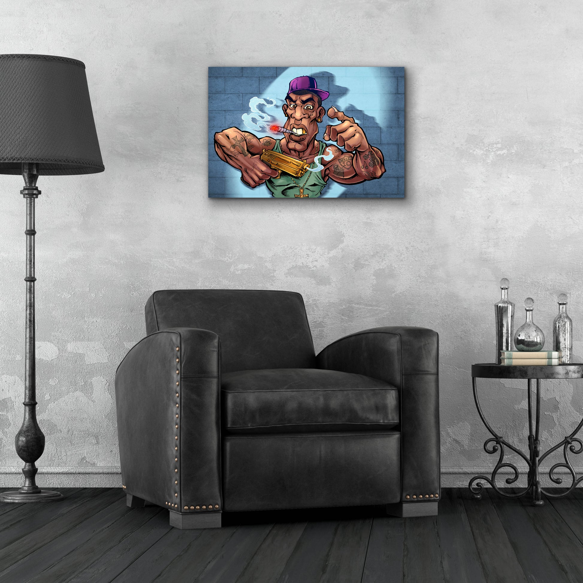 Epic Art 'Crook Character Gang Banger' by Flyland Designs, Acrylic Glass Wall Art,24x16