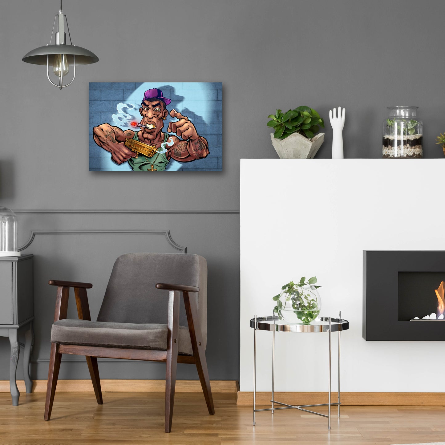 Epic Art 'Crook Character Gang Banger' by Flyland Designs, Acrylic Glass Wall Art,24x16