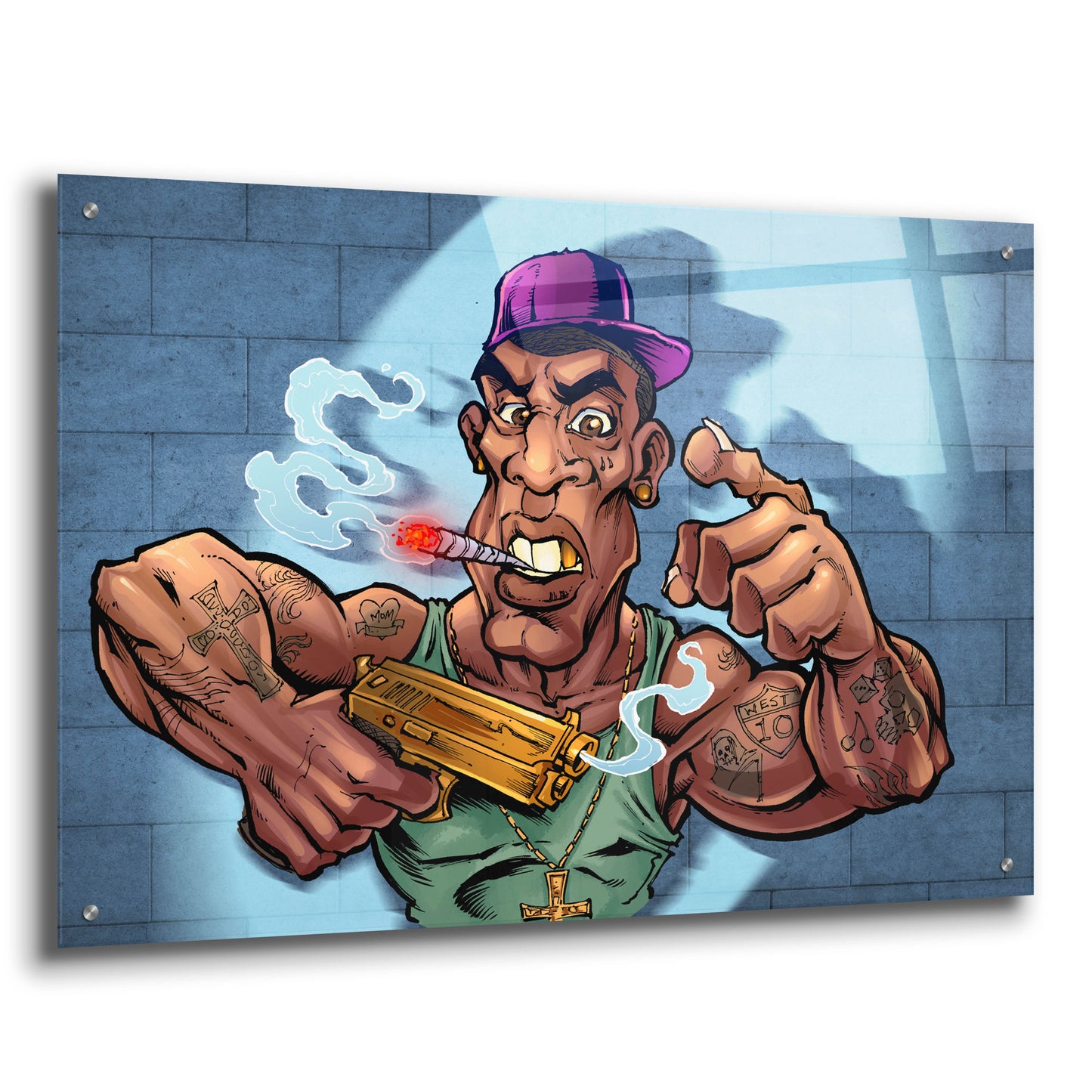 Epic Art 'Crook Character Gang Banger' by Flyland Designs, Acrylic Glass Wall Art,36x24