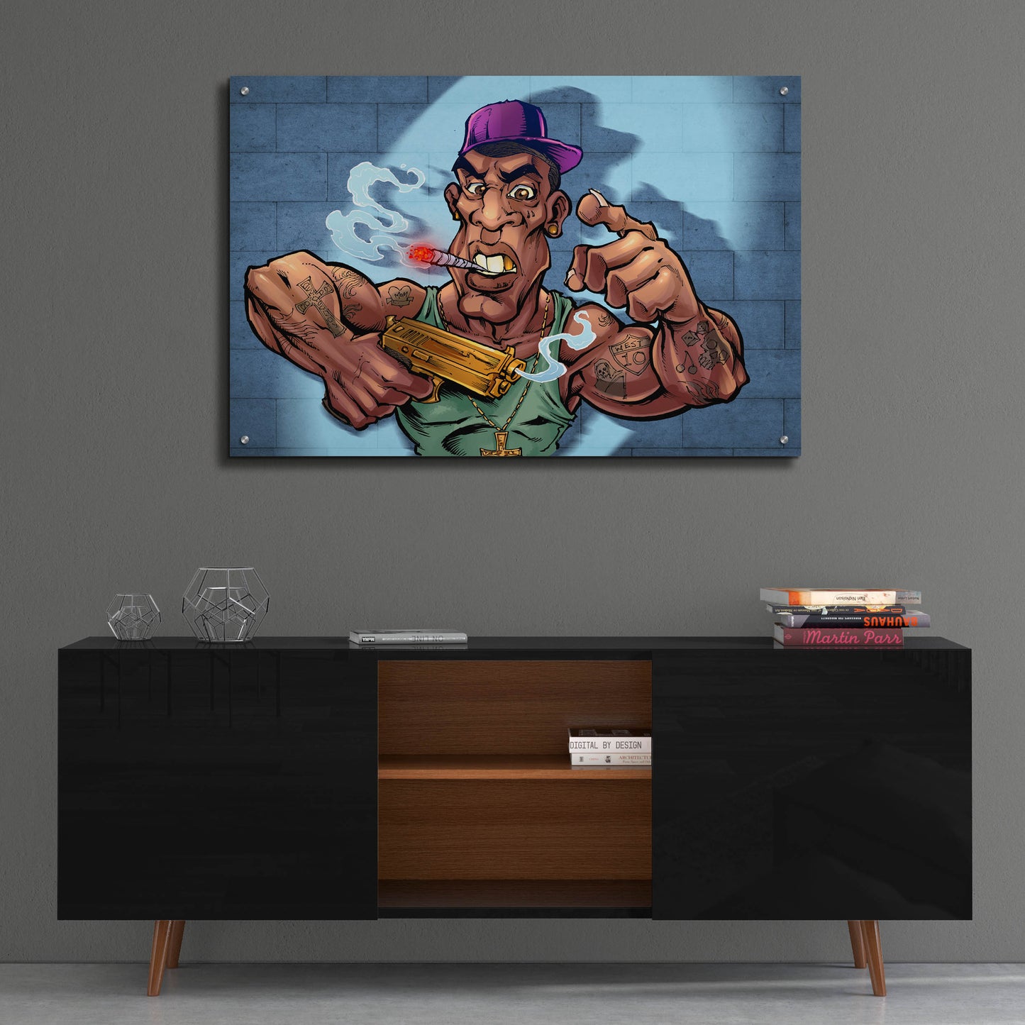 Epic Art 'Crook Character Gang Banger' by Flyland Designs, Acrylic Glass Wall Art,36x24