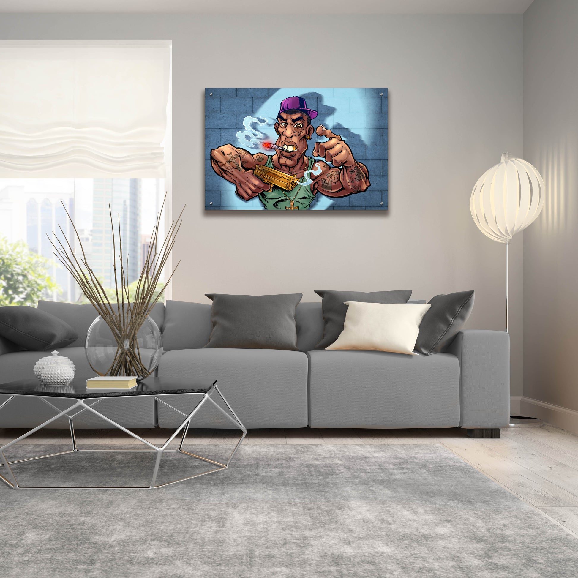 Epic Art 'Crook Character Gang Banger' by Flyland Designs, Acrylic Glass Wall Art,36x24