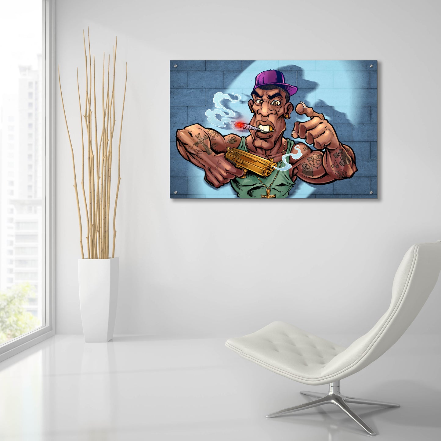 Epic Art 'Crook Character Gang Banger' by Flyland Designs, Acrylic Glass Wall Art,36x24