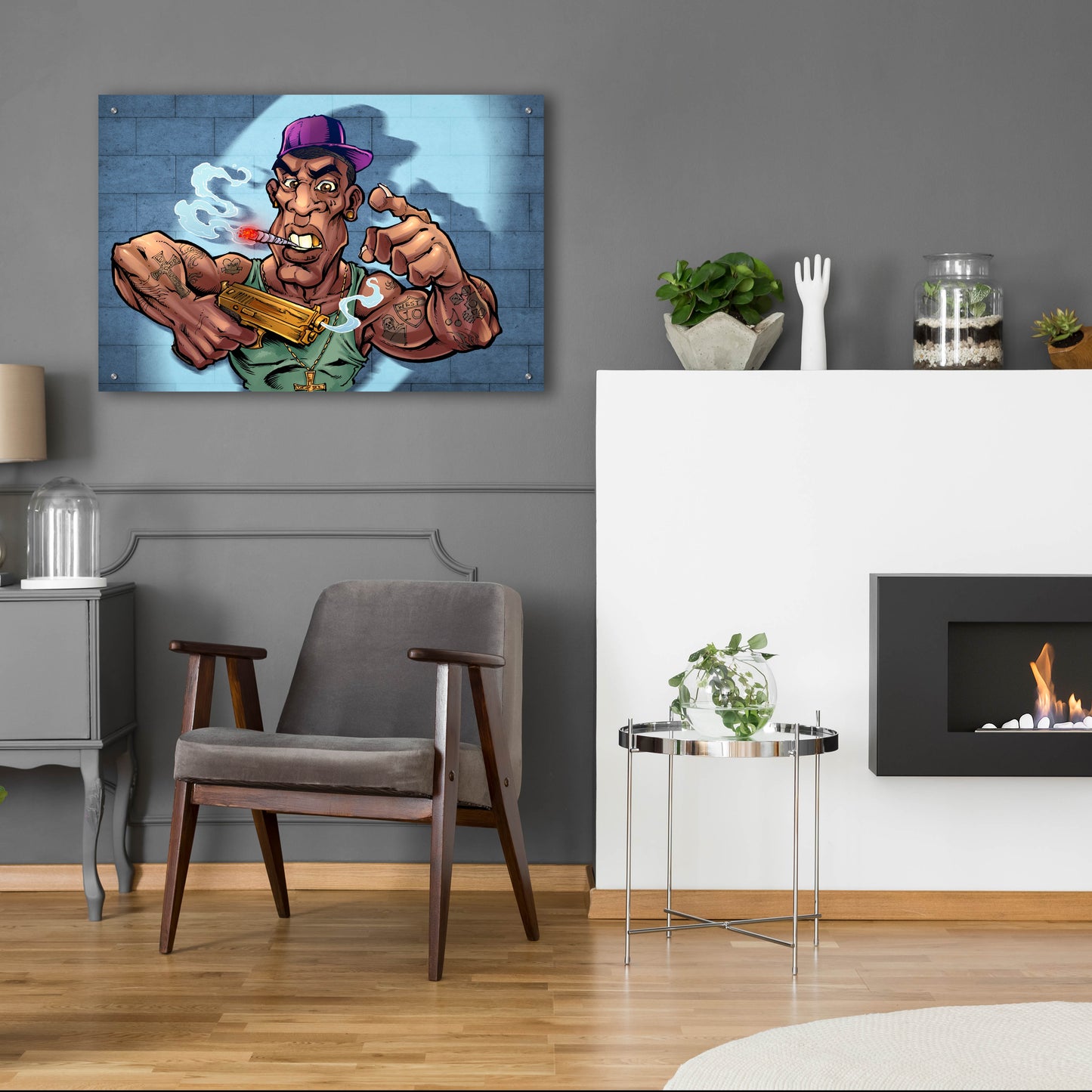 Epic Art 'Crook Character Gang Banger' by Flyland Designs, Acrylic Glass Wall Art,36x24