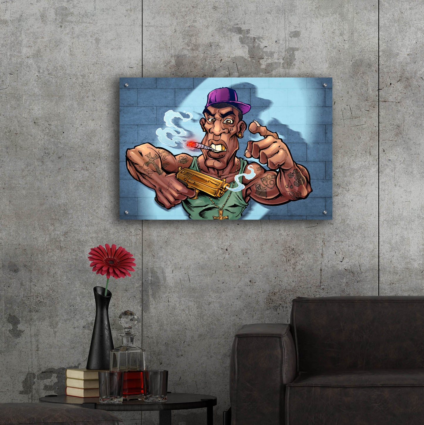 Epic Art 'Crook Character Gang Banger' by Flyland Designs, Acrylic Glass Wall Art,36x24