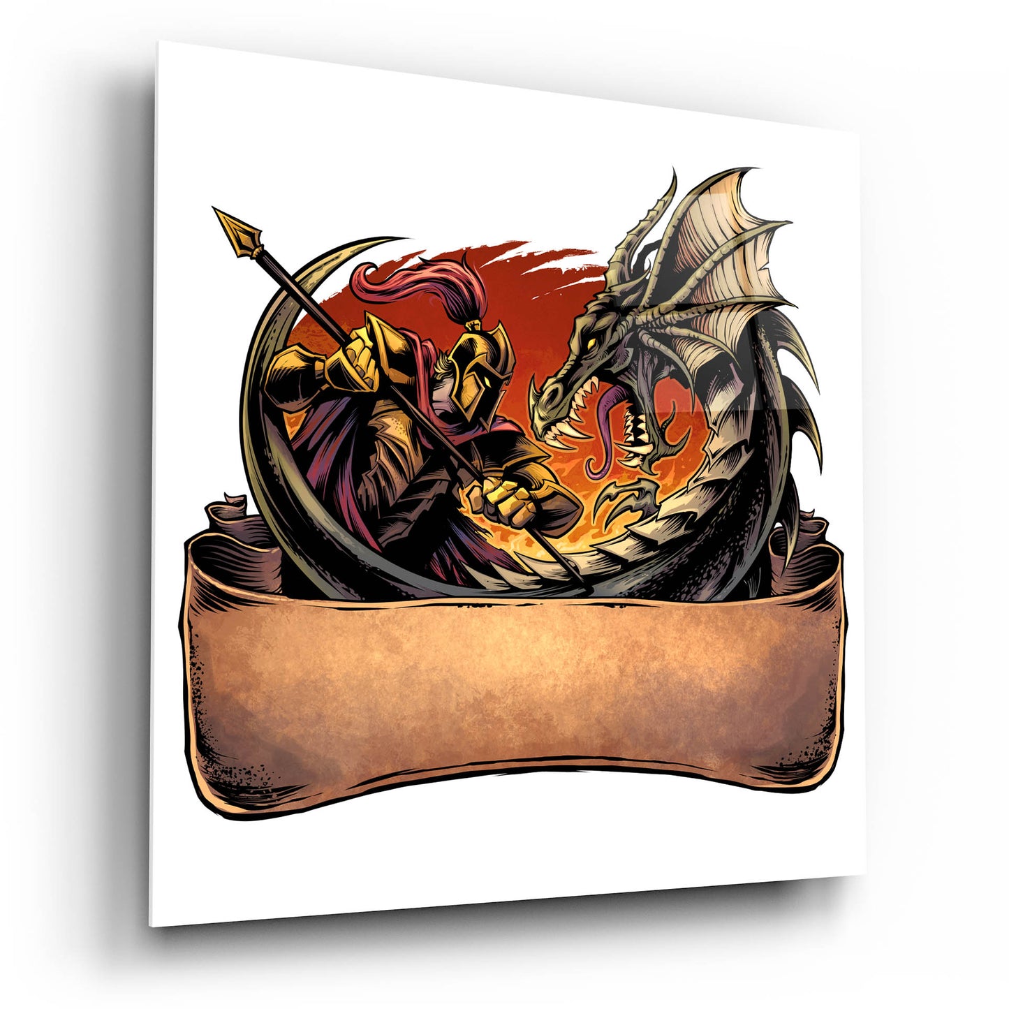 Epic Art 'Dragon and Knight' by Flyland Designs, Acrylic Glass Wall Art,12x12