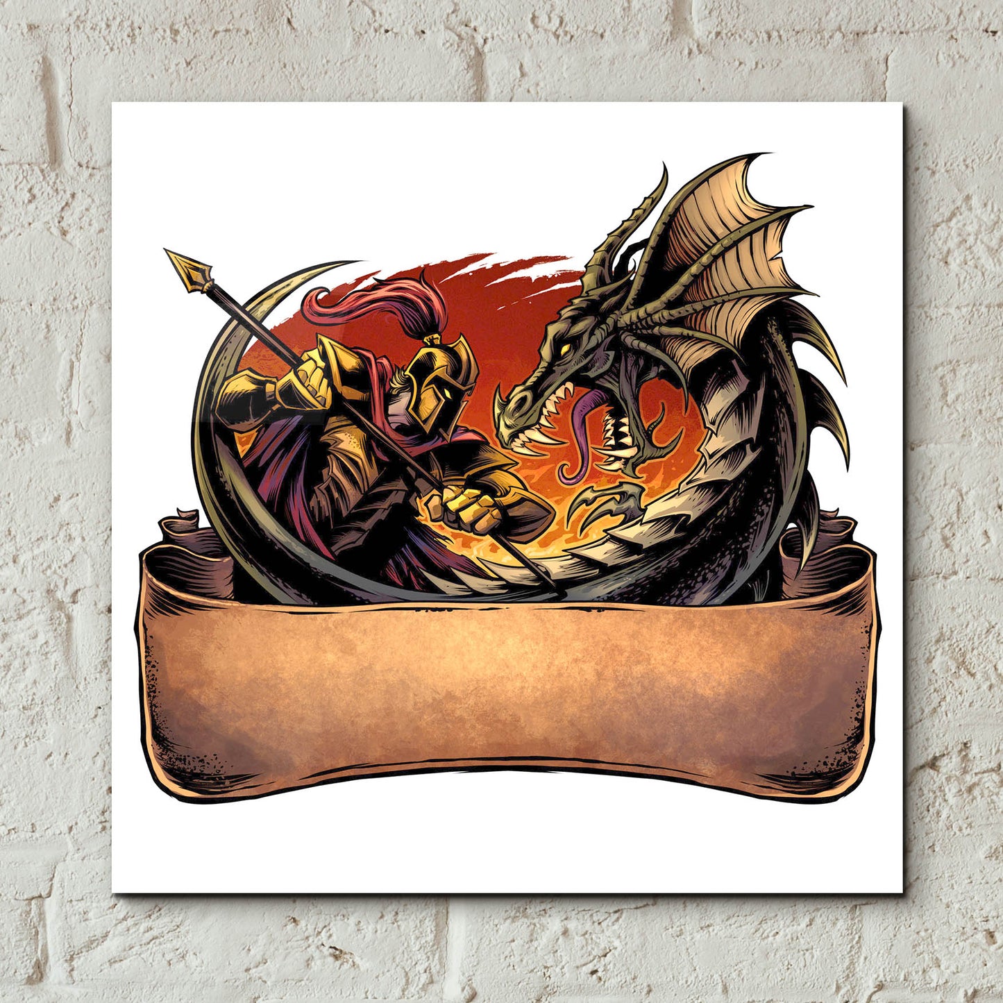 Epic Art 'Dragon and Knight' by Flyland Designs, Acrylic Glass Wall Art,12x12