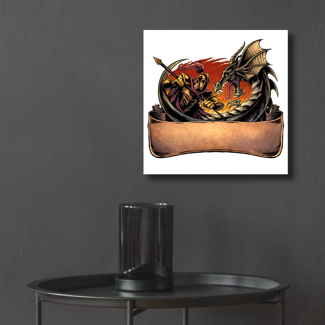 Epic Art 'Dragon and Knight' by Flyland Designs, Acrylic Glass Wall Art,12x12