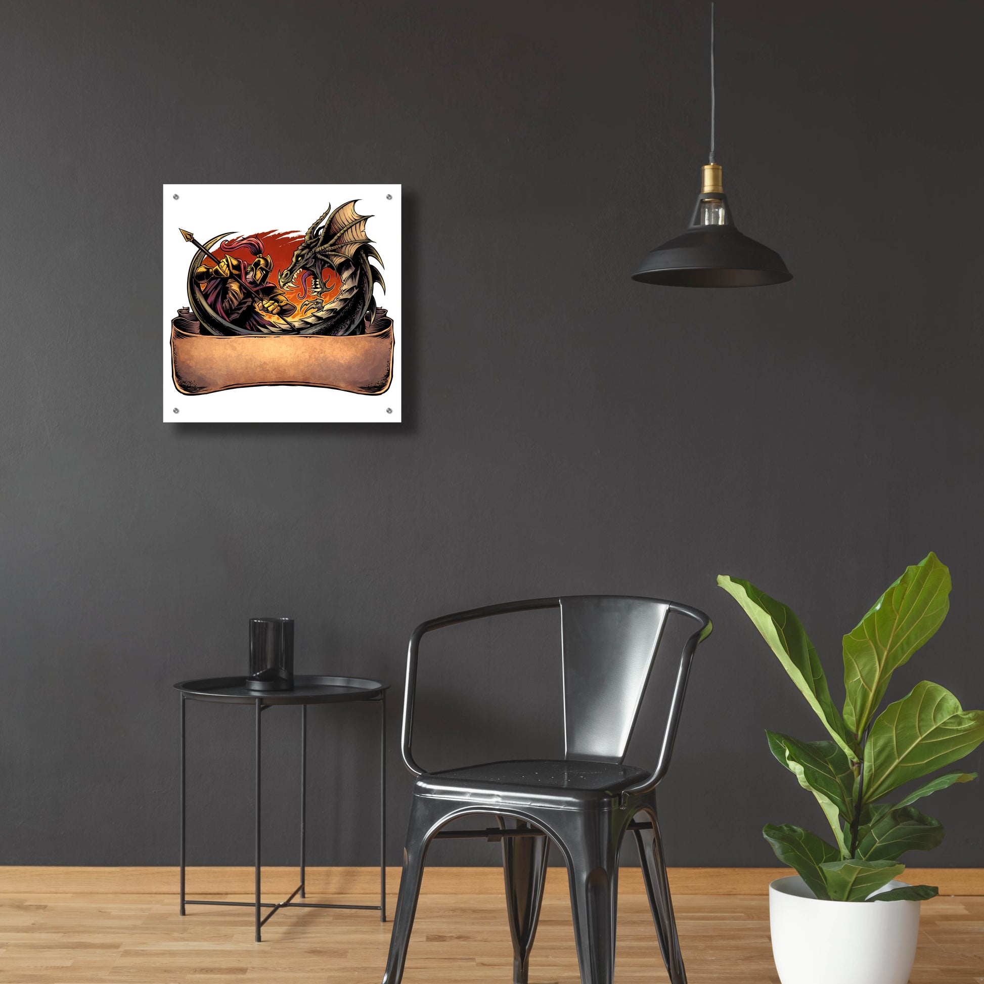 Epic Art 'Dragon and Knight' by Flyland Designs, Acrylic Glass Wall Art,24x24