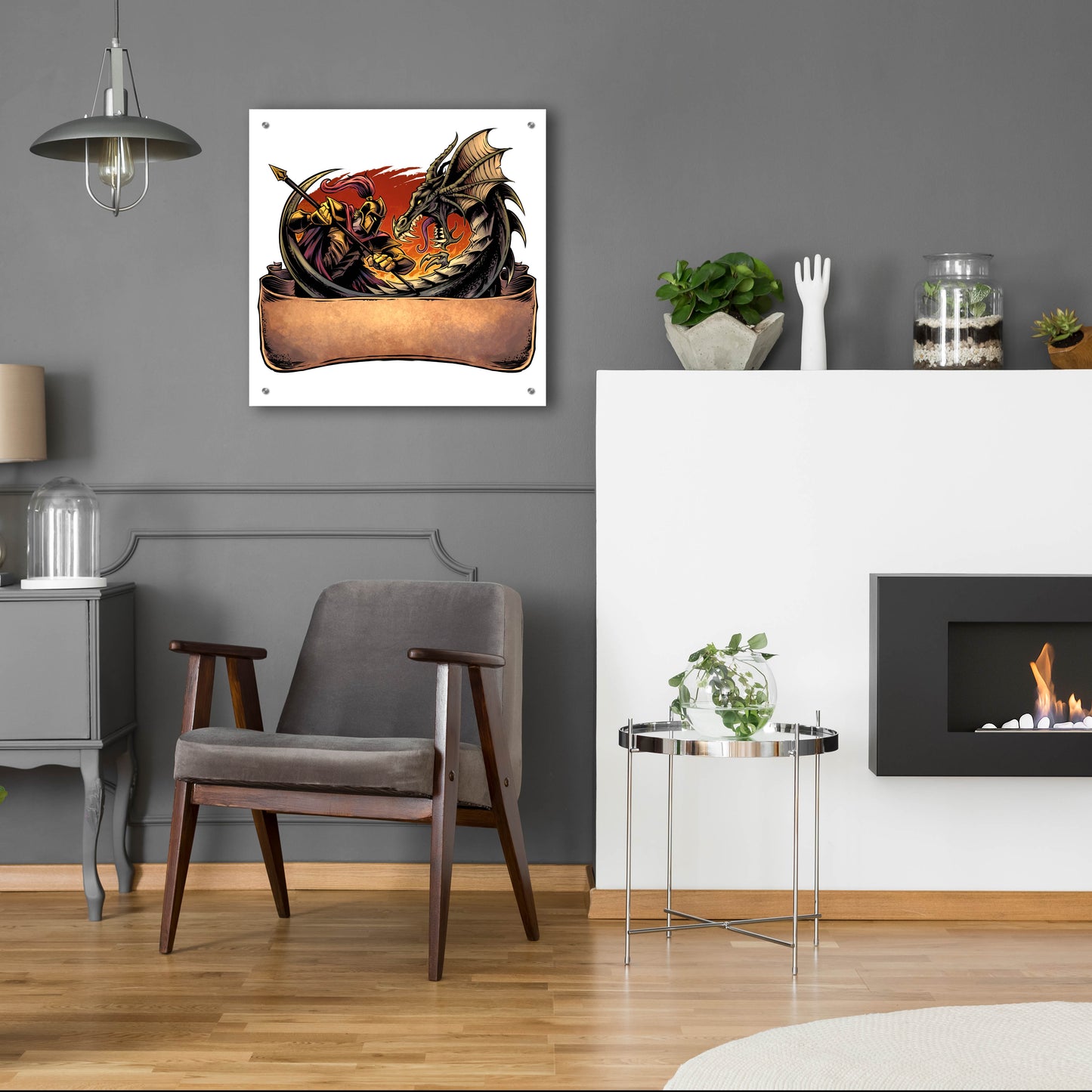 Epic Art 'Dragon and Knight' by Flyland Designs, Acrylic Glass Wall Art,24x24